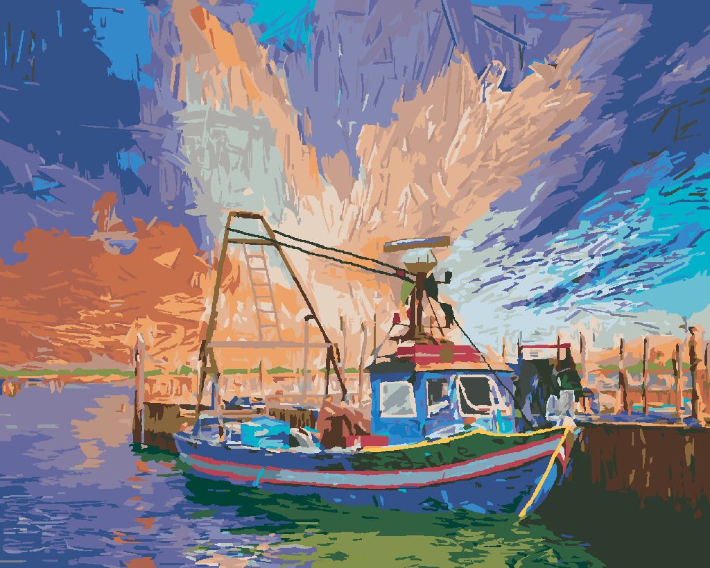 zuty Malování podle čísel - ITALSKÁ RYBÁŘSKÁ LOĎ V ITÁLII - Rozměr: 40x50 cm, Rámování: Varianta: bez rámu a bez vypnutí plátna - obrázek 2