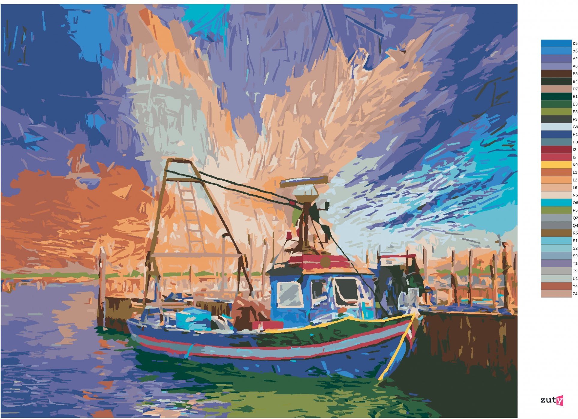 zuty Malování podle čísel - ITALSKÁ RYBÁŘSKÁ LOĎ V ITÁLII - Rozměr: 40x50 cm, Rámování: Varianta: vypnuté plátno na rám - obrázek 3