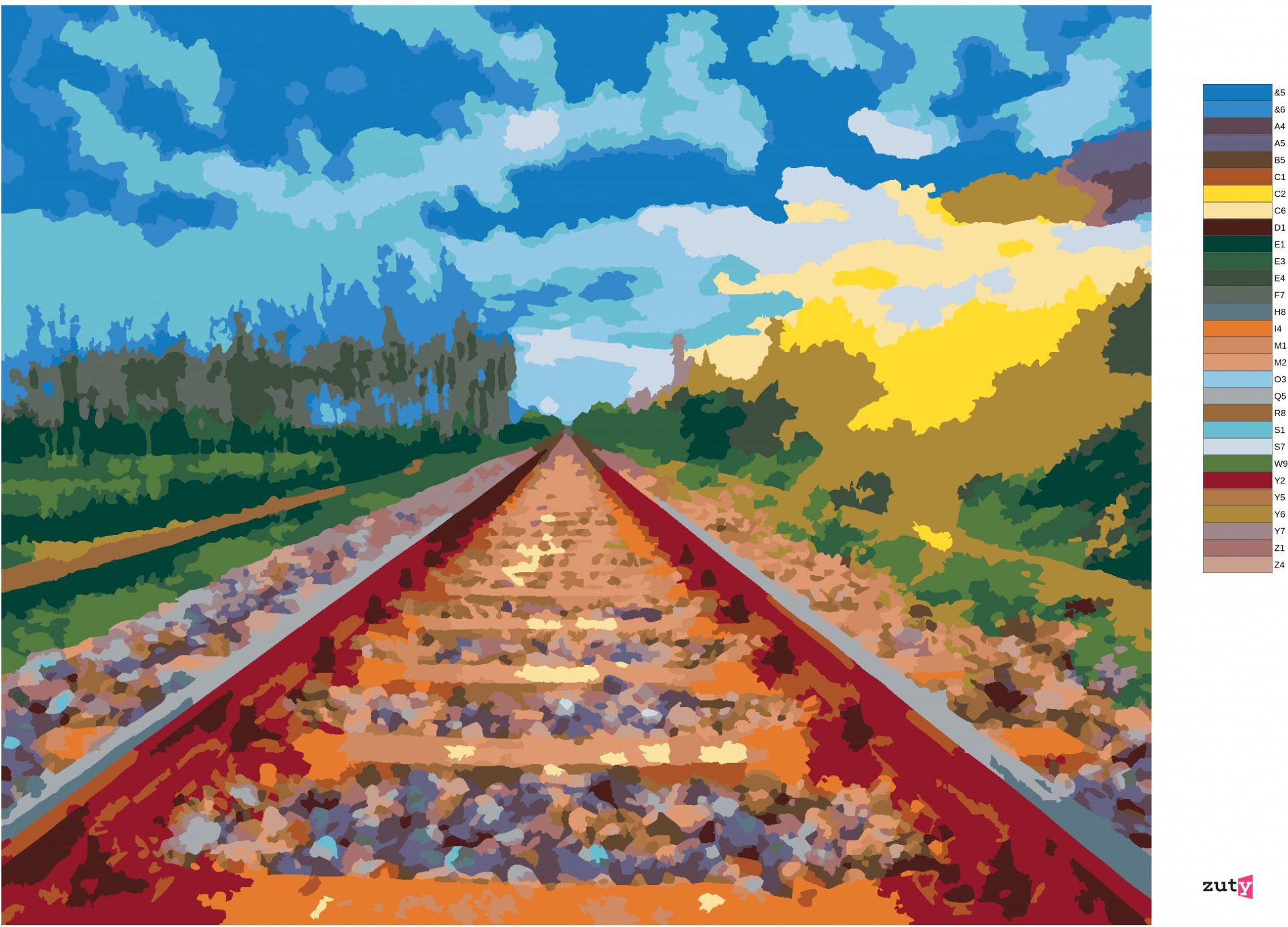 zuty Malování podle čísel - VLAKOVÉ KOLEJE - Rozměr: 40x50 cm, Rámování: Varianta: bez rámu a bez vypnutí plátna - obrázek 7