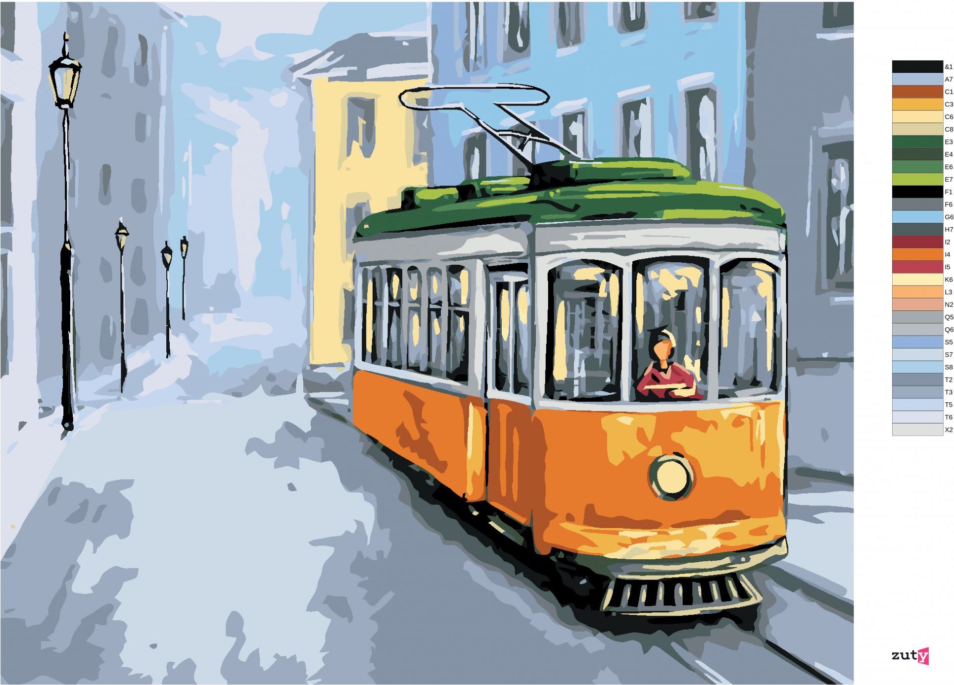zuty Malování podle čísel - STARÁ ŽLUTÁ TRAMVAJ - Rozměr: 40x50 cm, Rámování: Varianta: bez rámu a bez vypnutí plátna - obrázek 8