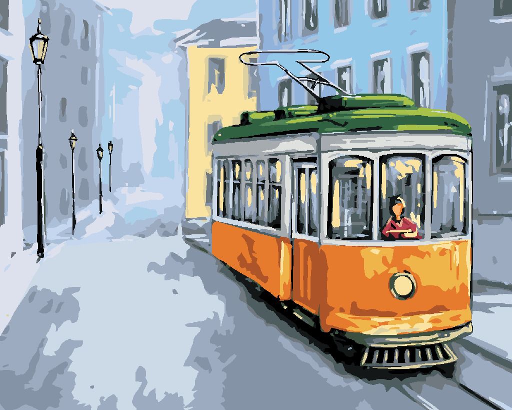 zuty Malování podle čísel - STARÁ ŽLUTÁ TRAMVAJ - Rozměr: 40x50 cm, Rámování: Varianta: bez rámu a bez vypnutí plátna - obrázek 9