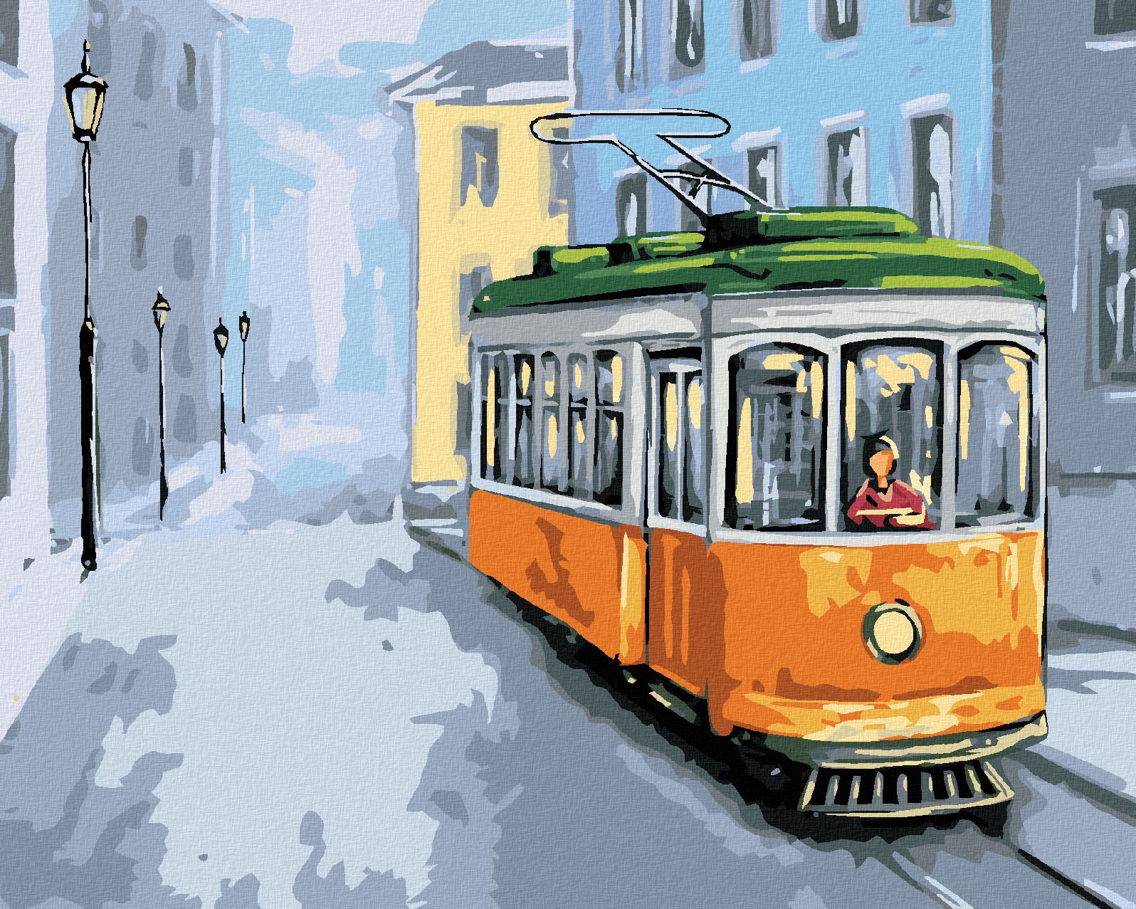 zuty Malování podle čísel - STARÁ ŽLUTÁ TRAMVAJ - Rozměr: 40x50 cm, Rámování: Varianta: vypnuté plátno na rám - obrázek 1