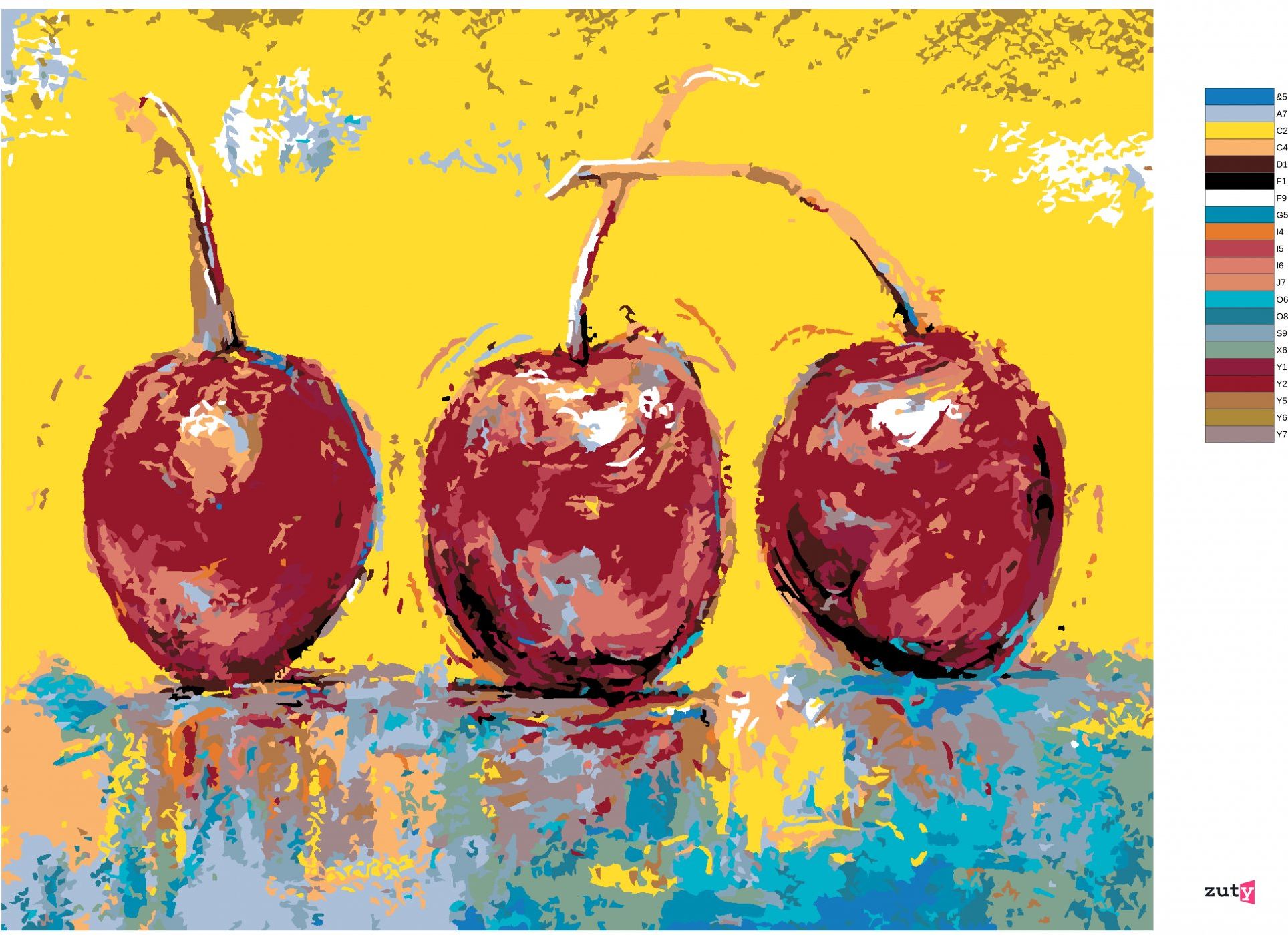 zuty Malování podle čísel - TŘI TŘEŠNĚ - Rozměr: 40x50 cm, Rámování: Varianta: vypnuté plátno na rám - obrázek 4