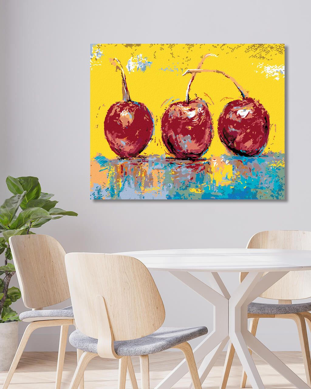 zuty Malování podle čísel - TŘI TŘEŠNĚ - Rozměr: 40x50 cm, Rámování: Varianta: vypnuté plátno na rám - obrázek 5