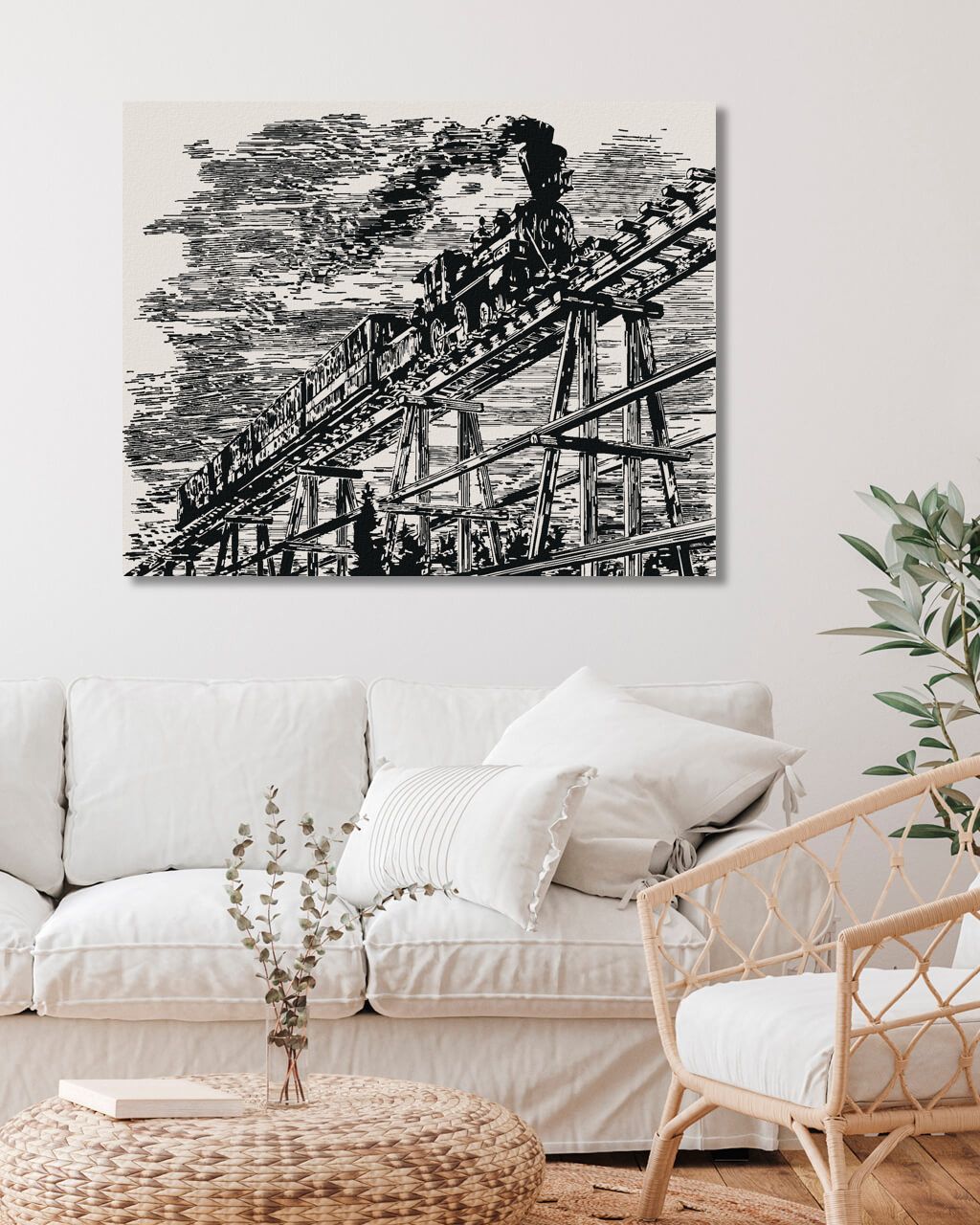 zuty Malování podle čísel - VLAK NA STARÉM DŘEVĚNÉM MOSTU - Rozměr: 40x50 cm, Rámování: Varianta: vypnuté plátno na rám - obrázek 7