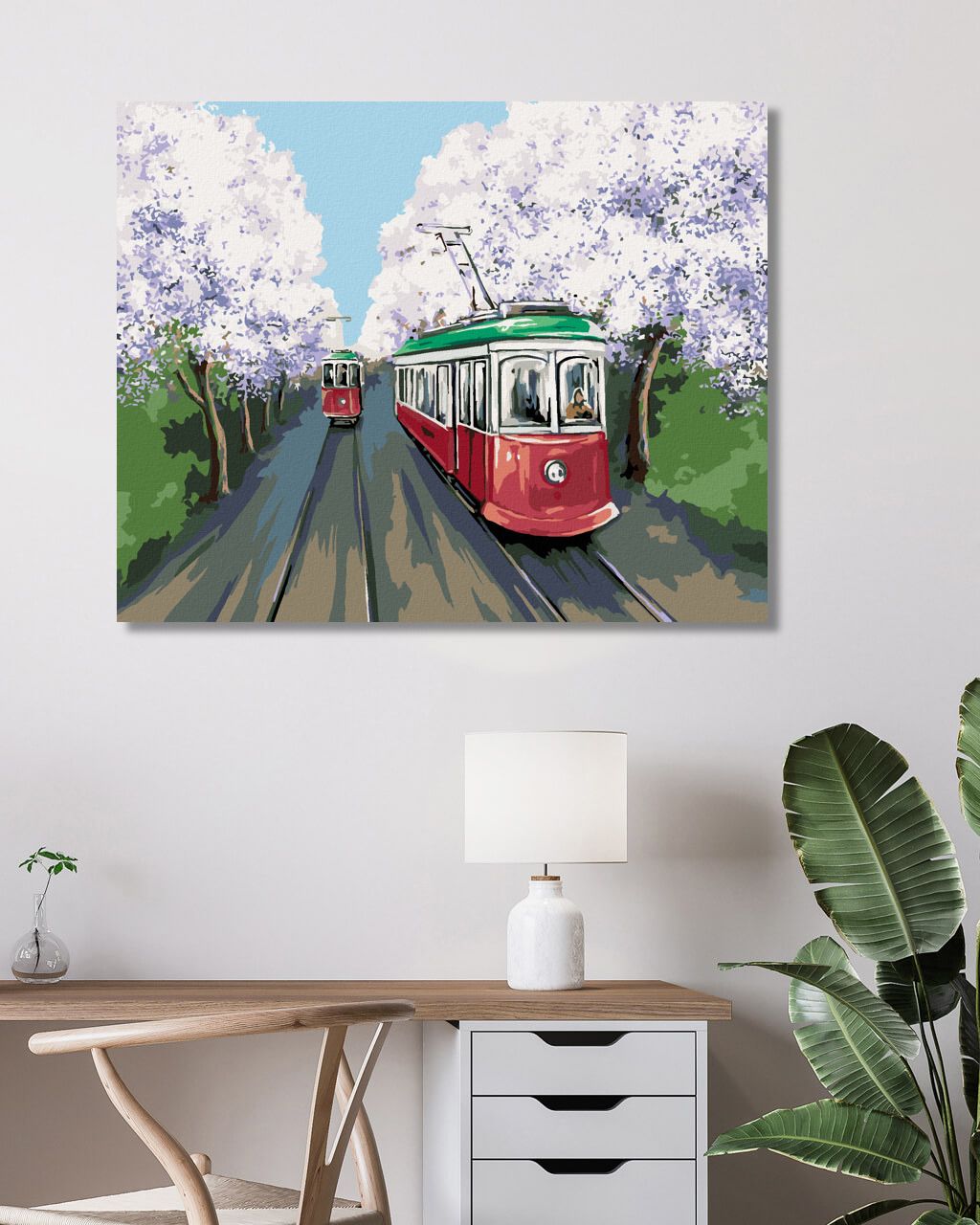 zuty Malování podle čísel - TRAMVAJE V TŘEŠŇOVÉ ALEJI - Rozměr: 40x50 cm, Rámování: Varianta: vypnuté plátno na rám - obrázek 3