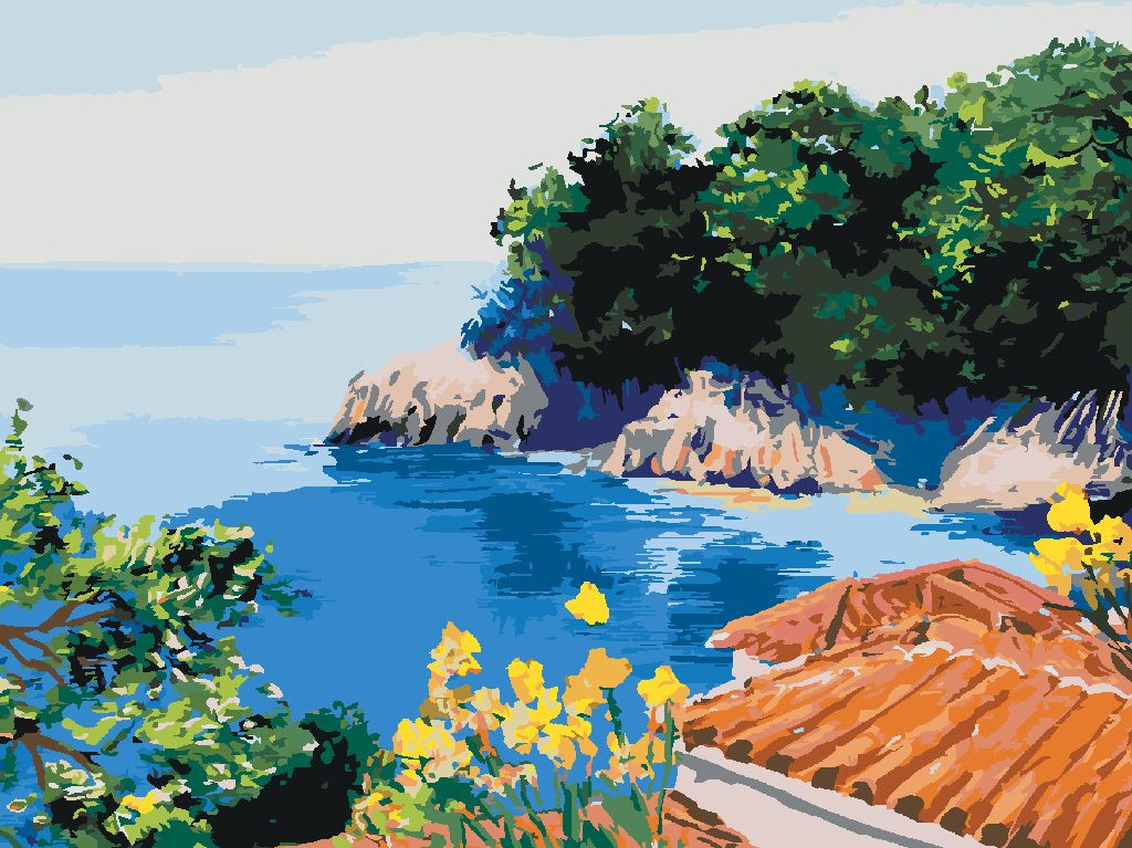 zuty Malování podle čísel - LETNÍ DŮM V ZÁTOCE - Rozměr: 40x50 cm, Rámování: Varianta: vypnuté plátno na rám - obrázek 2