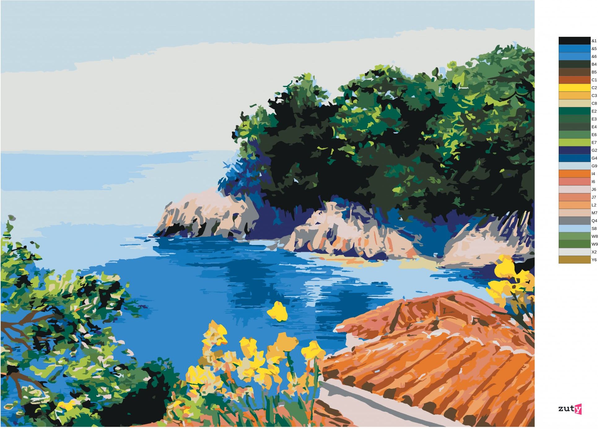 zuty Malování podle čísel - LETNÍ DŮM V ZÁTOCE - Rozměr: 40x50 cm, Rámování: Varianta: vypnuté plátno na rám - obrázek 4