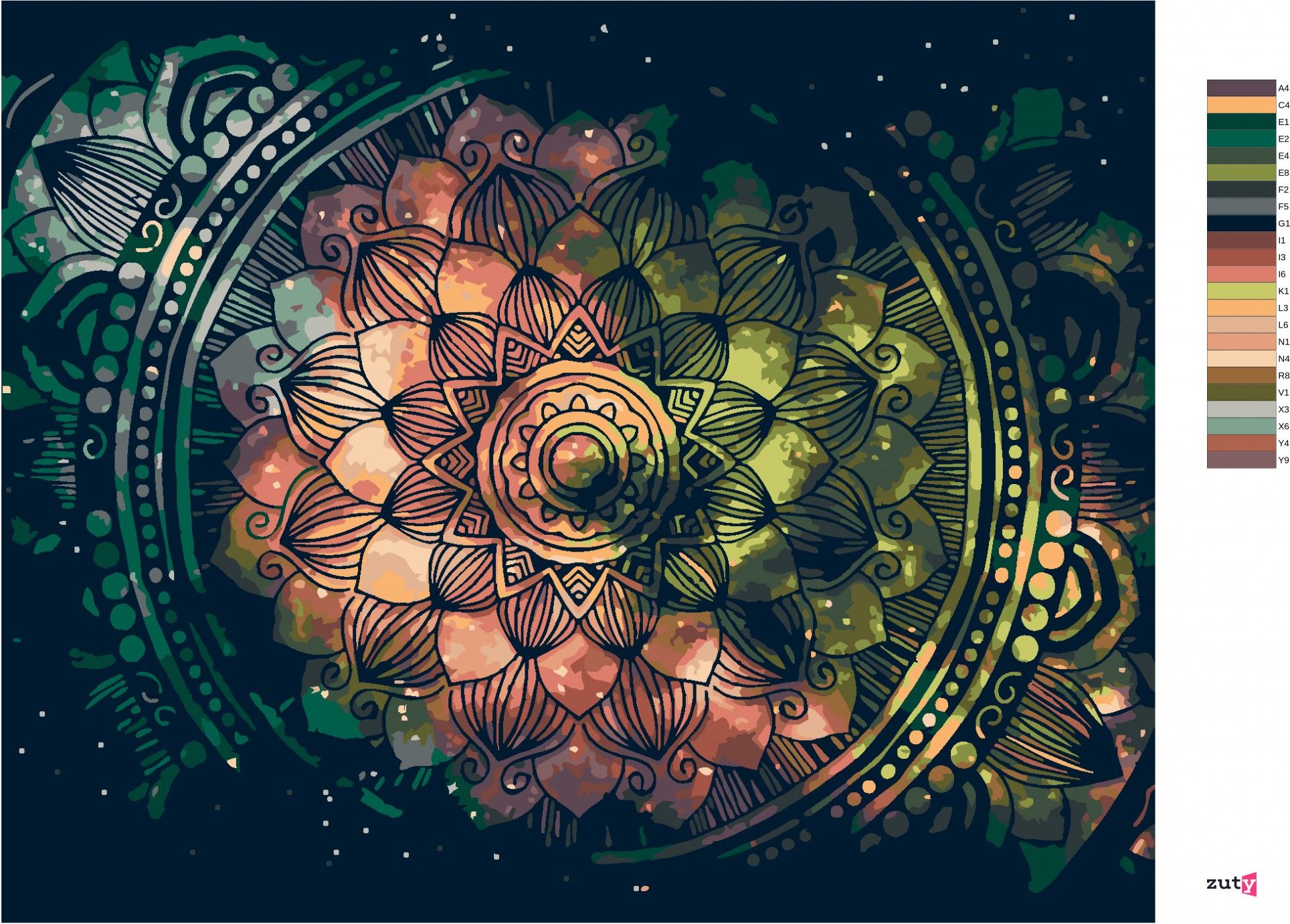 zuty Malování podle čísel - VESMÍRNÁ MANDALA - Rozměr: 40x50 cm, Rámování: Varianta: vypnuté plátno na rám - obrázek 8