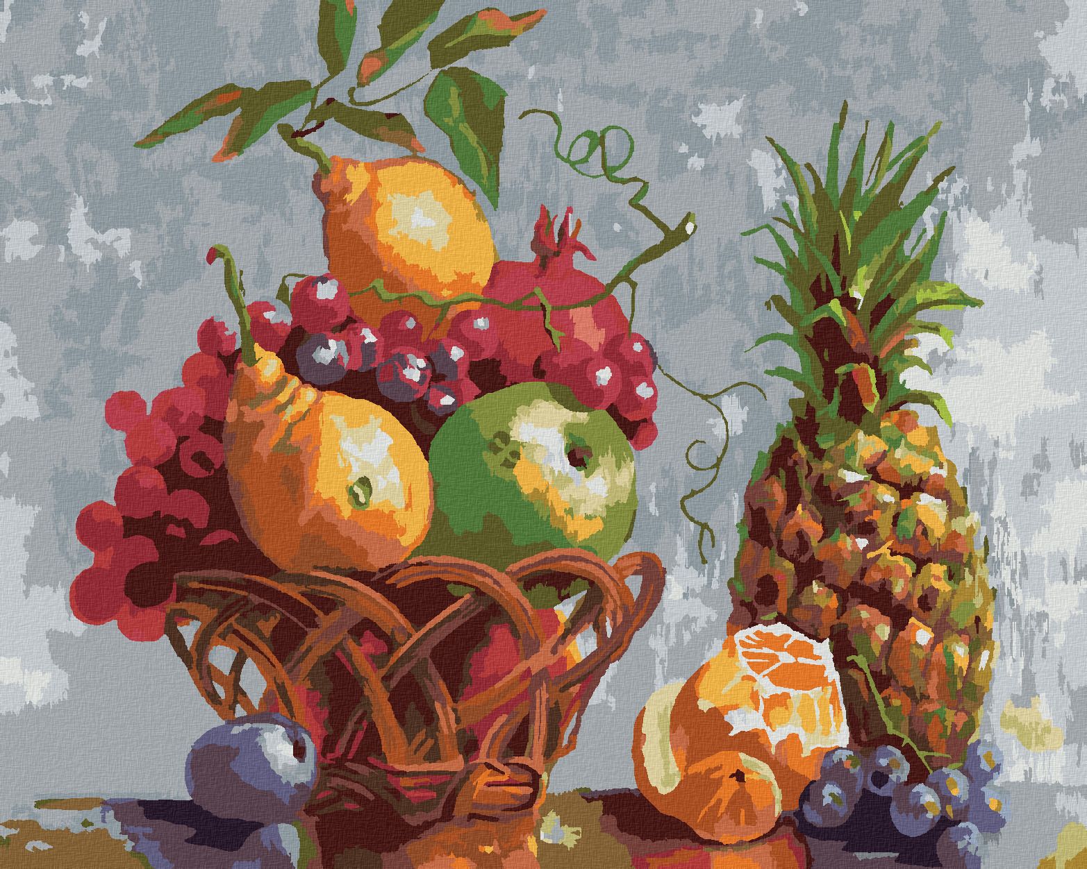 zuty Malování podle čísel - KOŠÍK PLNÝ OVOCE - Rozměr: 40x50 cm, Rámování: Varianta: vypnuté plátno na rám - obrázek 1