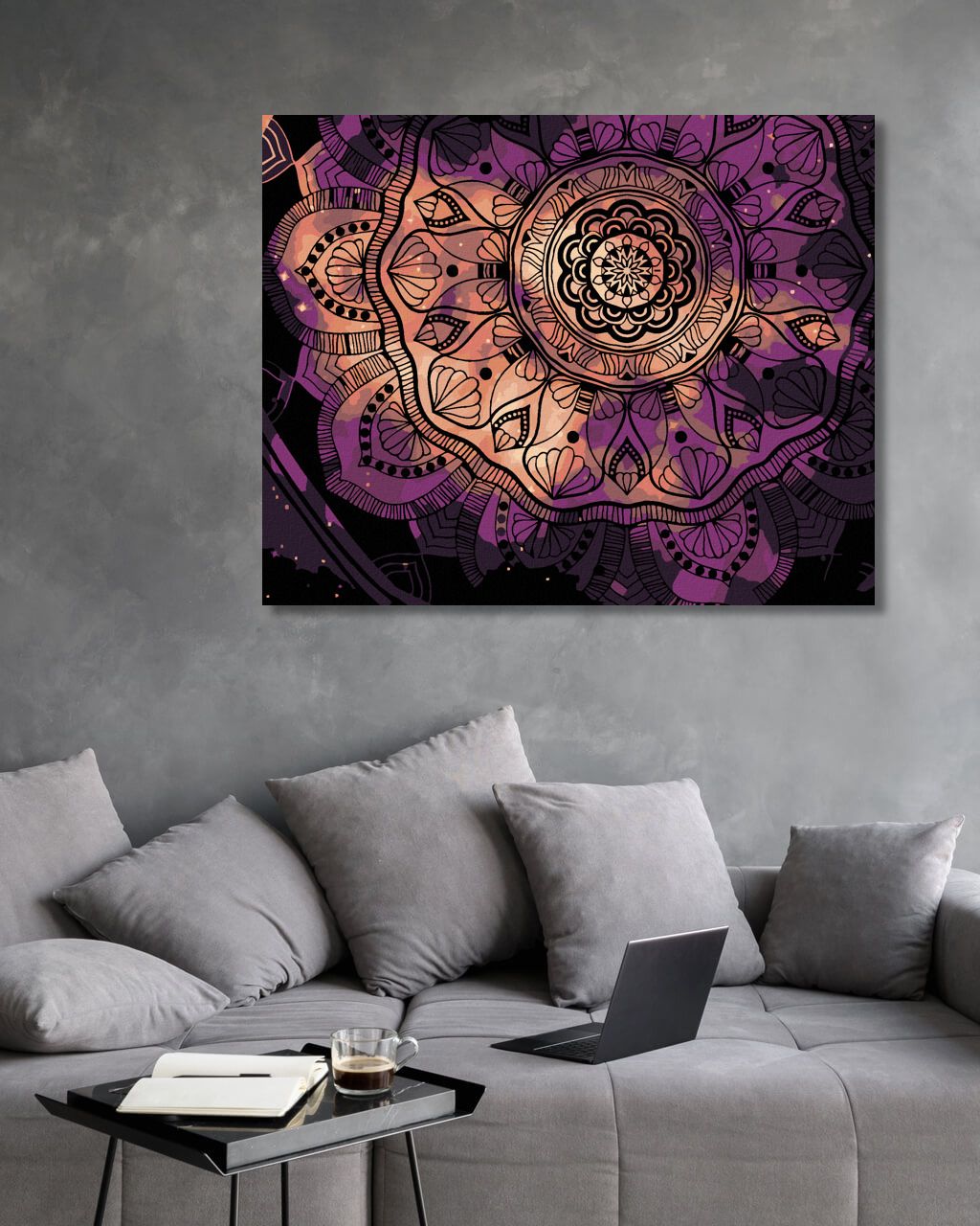 zuty Malování podle čísel - FIALOVÁ VESMÍRNÁ MANDALA - Rozměr: 40x50 cm, Rámování: Varianta: bez rámu a bez vypnutí plátna - obrázek 7