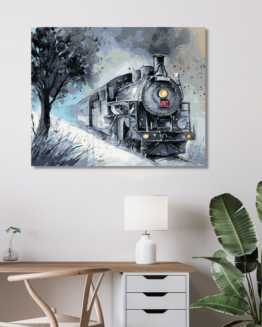 zuty Malování podle čísel - PARNÍ LOKOMOTIVA - Rozměr: 40x50 cm, Rámování: Varianta: vypnuté plátno na rám - obrázek 7