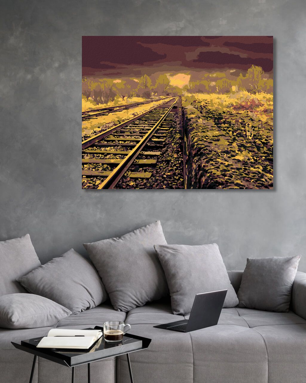 zuty Malování podle čísel - VLAKOVÉ KOLEJE V PÁKISTÁNU - Rozměr: 40x50 cm, Rámování: Varianta: vypnuté plátno na rám - obrázek 6