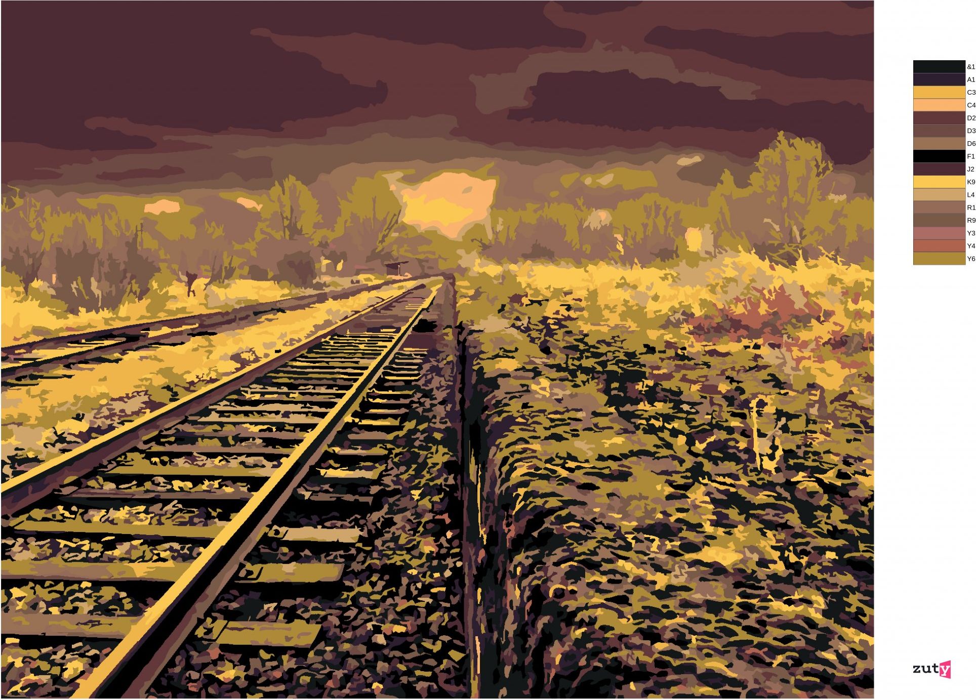zuty Malování podle čísel - VLAKOVÉ KOLEJE V PÁKISTÁNU - Rozměr: 40x50 cm, Rámování: Varianta: vypnuté plátno na rám - obrázek 9