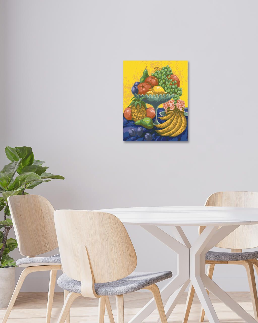 zuty Malování podle čísel - ZÁTIŠÍ S OVOCEM NA ŽLUTOMODRÉM POZADÍ - Rozměr: 40x50 cm, Rámování: Varianta: bez rámu a bez vypnutí plátna - obrázek 3