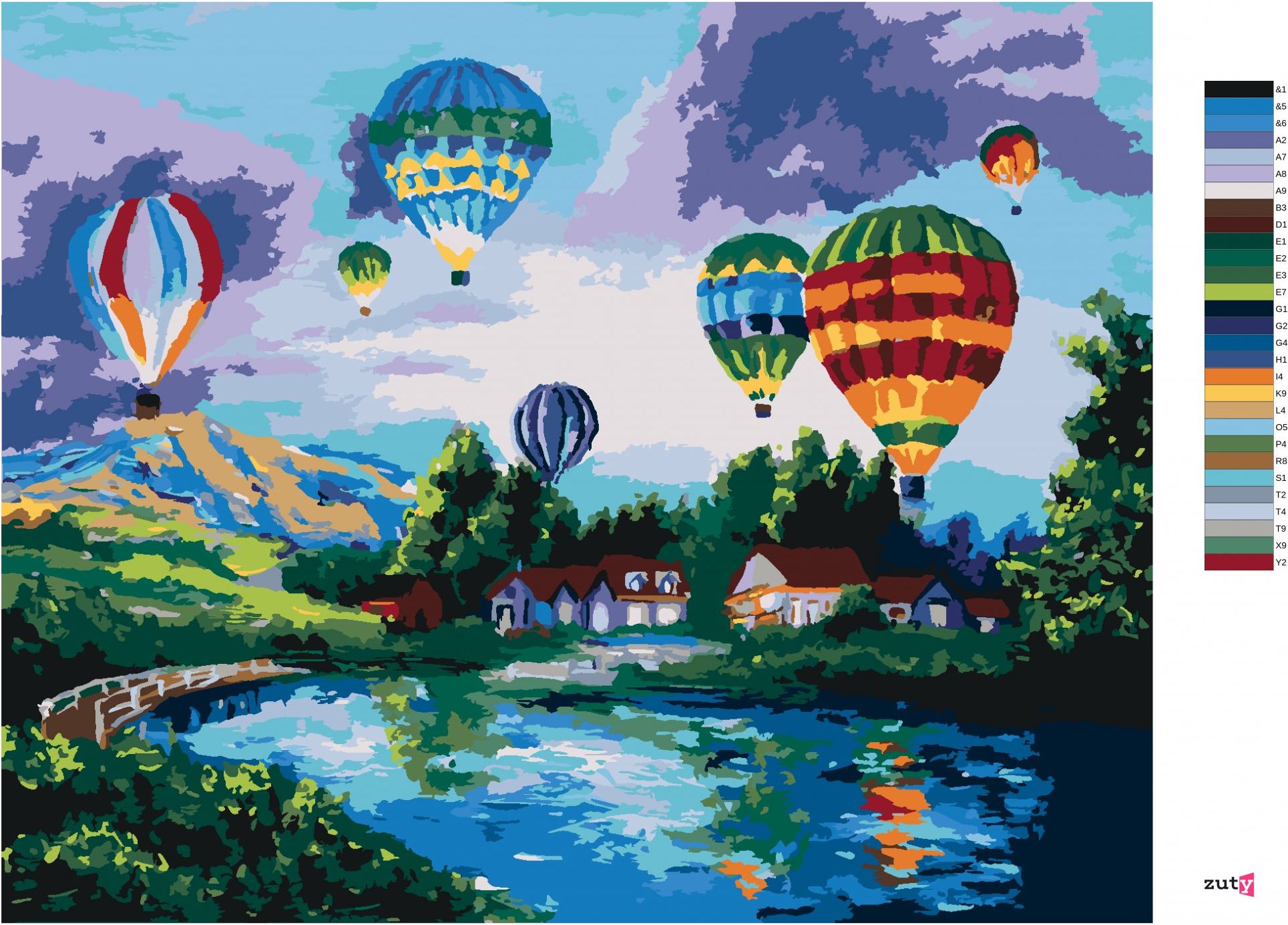 zuty Malování podle čísel - OHNIVÝ BALÓN - Rozměr: 40x50 cm, Rámování: Varianta: bez rámu a bez vypnutí plátna - obrázek 10