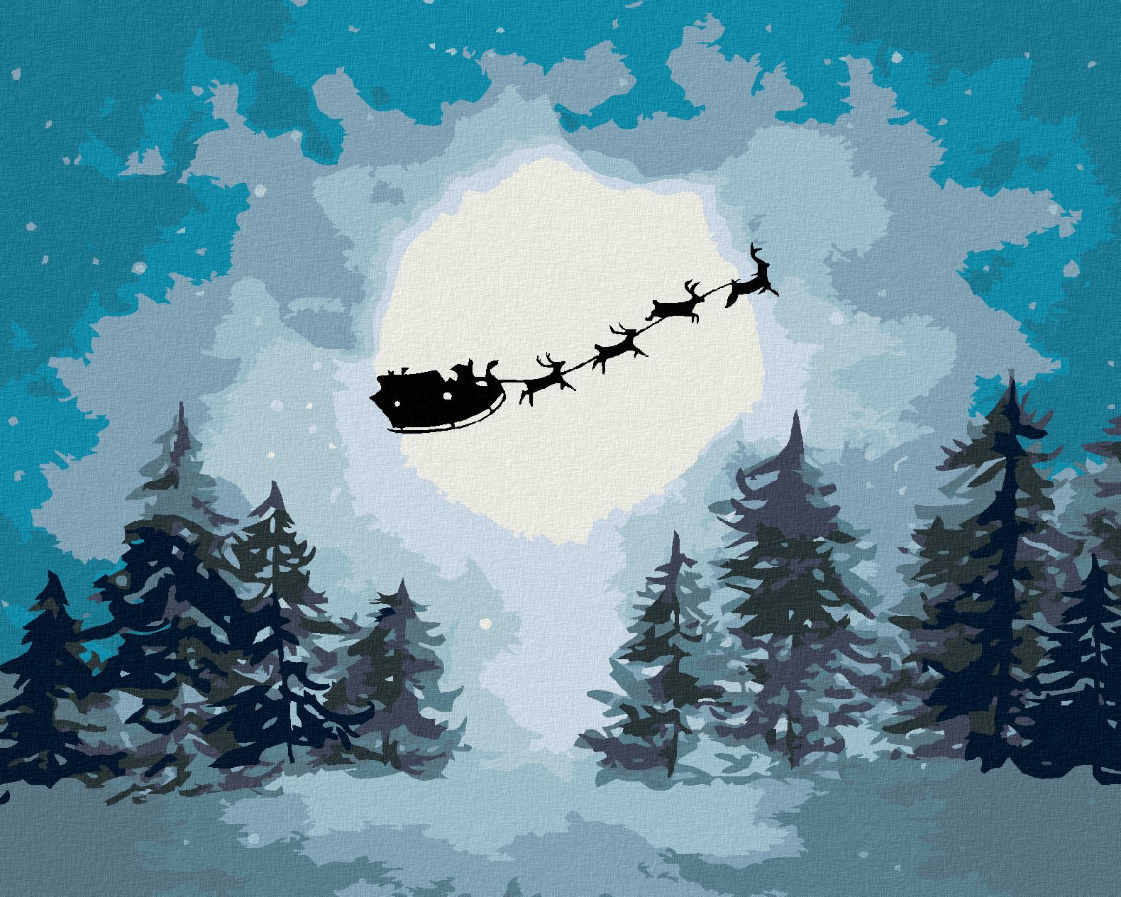 zuty Malování podle čísel - SANTA NA SANÍCH - Rozměr: 40x50 cm, Rámování: Varianta: vypnuté plátno na rám - obrázek 1