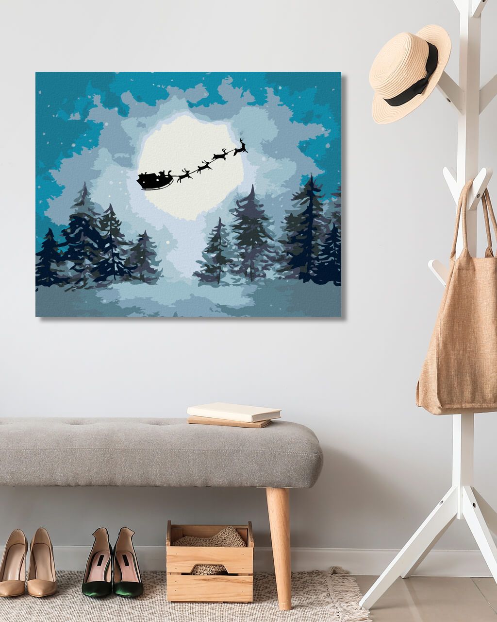 zuty Malování podle čísel - SANTA NA SANÍCH - Rozměr: 40x50 cm, Rámování: Varianta: vypnuté plátno na rám - obrázek 3