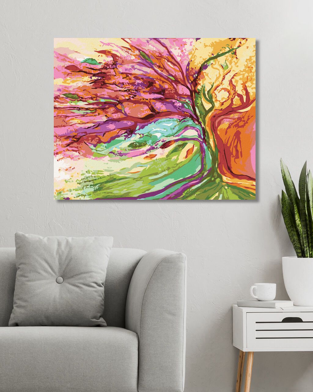 zuty Malování podle čísel - DUHOVÝ STROM (CAROL CAVALARIS) - Rozměr: 40x50 cm, Rámování: Varianta: vypnuté plátno na rám - obrázek 4