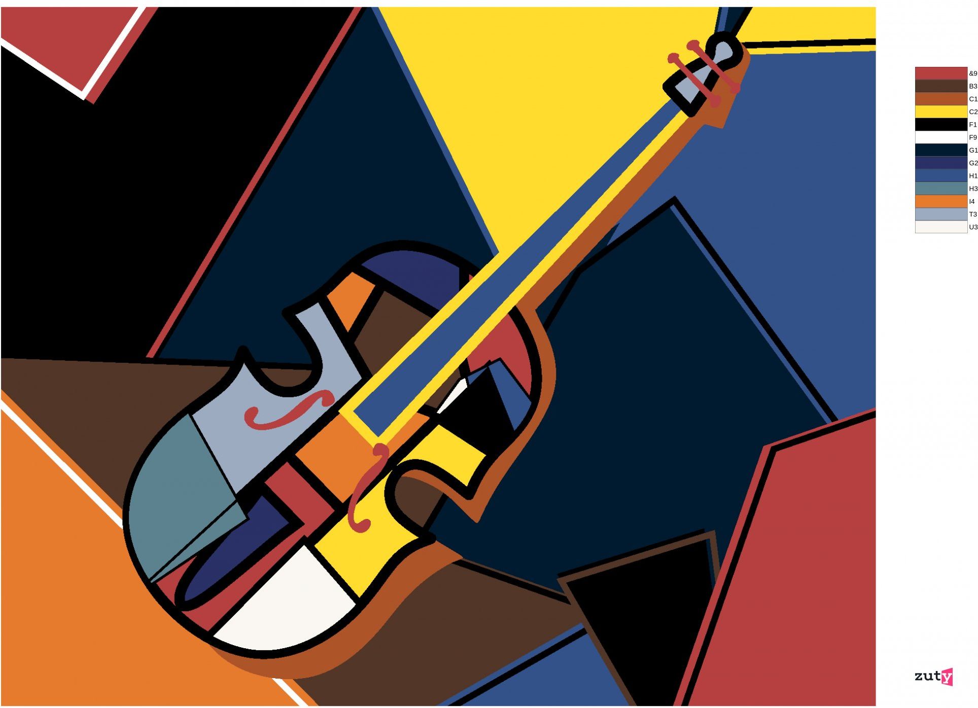 zuty Malování podle čísel - VIOLONCELLO V KUBICKÉM STYLU - Rozměr: 40x50 cm, Rámování: Varianta: vypnuté plátno na rám - obrázek 3