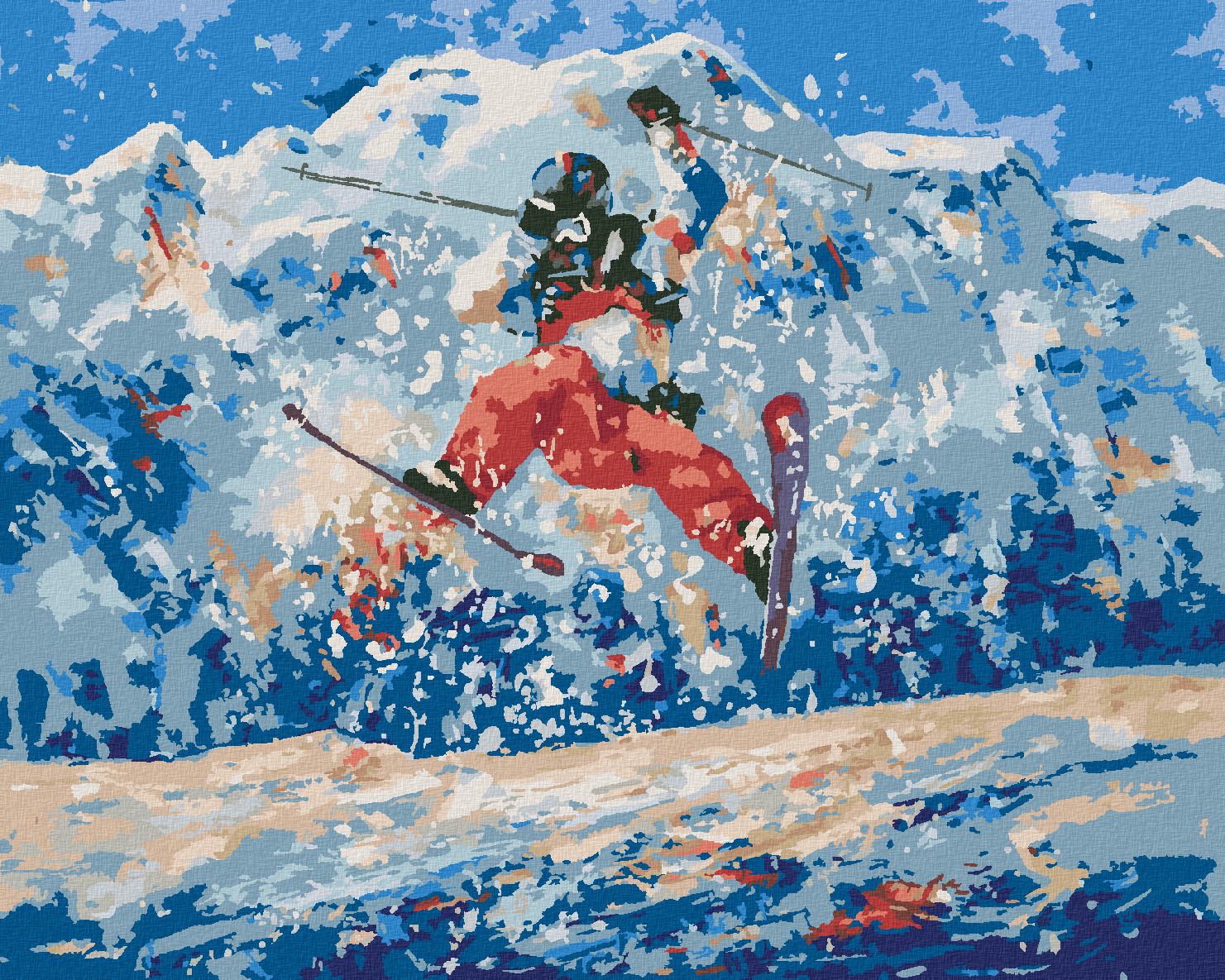 zuty Malování podle čísel - FREESTYLE LYŽAŘ - Rozměr: 40x50 cm, Rámování: Varianta: vypnuté plátno na rám - obrázek 1