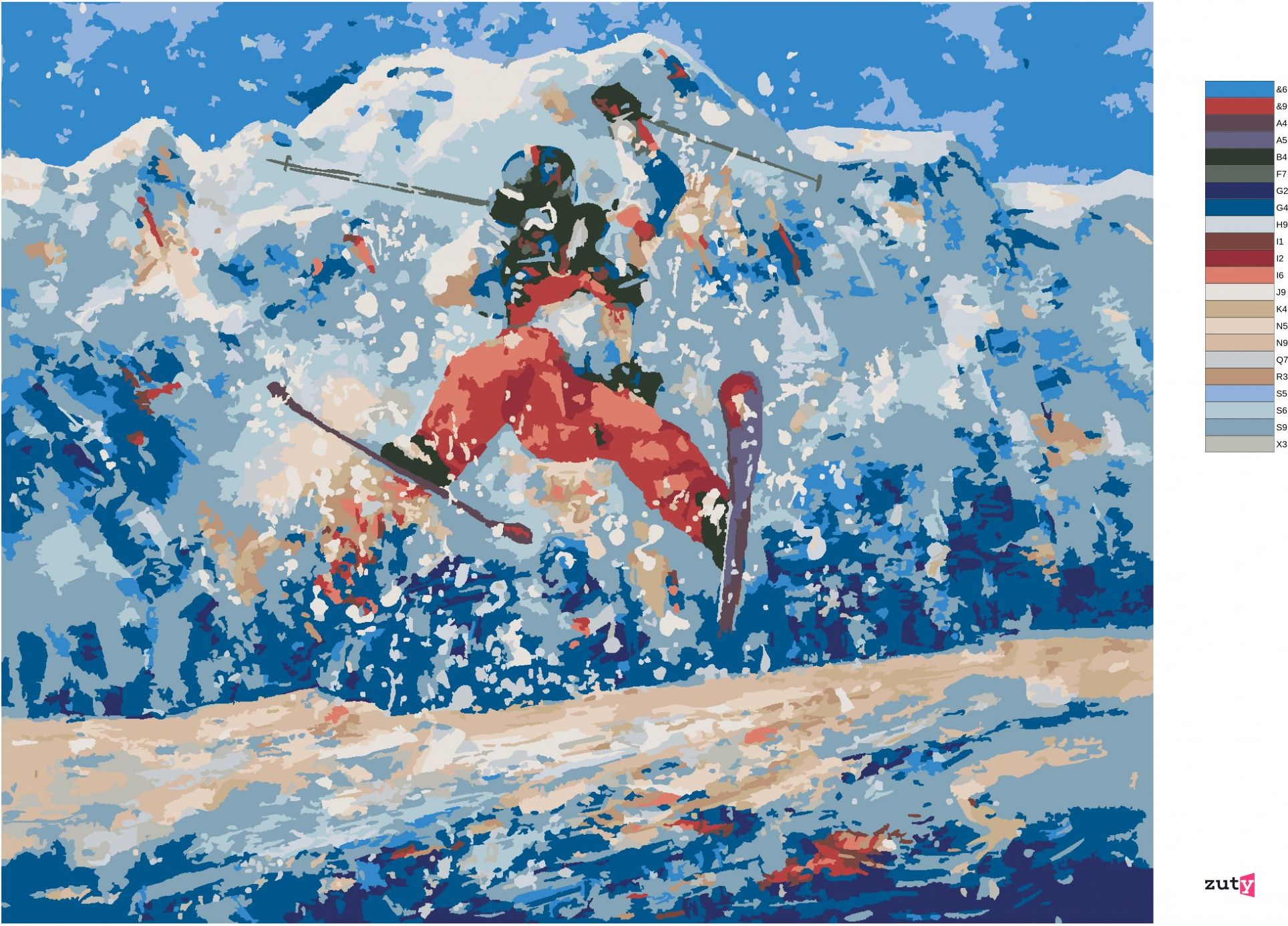 zuty Malování podle čísel - FREESTYLE LYŽAŘ - Rozměr: 40x50 cm, Rámování: Varianta: vypnuté plátno na rám - obrázek 7