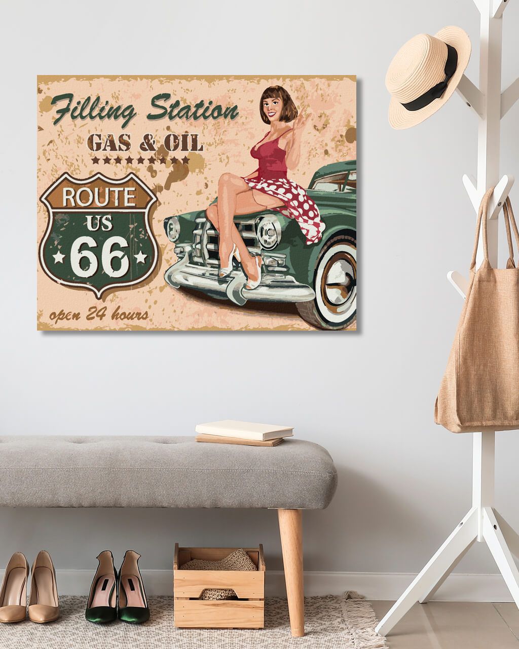 zuty Malování podle čísel - ROUTE 66 - Rozměr: 40x50 cm, Rámování: Varianta: vypnuté plátno na rám - obrázek 5