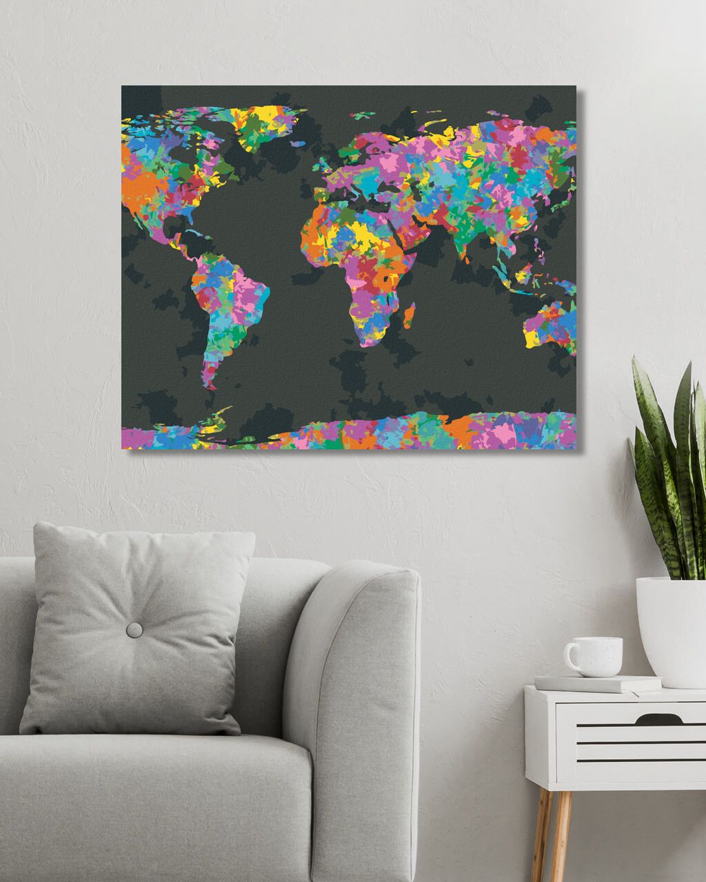zuty Malování podle čísel - BAREVNÁ MAPA SVĚTA - Rozměr: 40x50 cm, Rámování: Varianta: vypnuté plátno na rám - obrázek 6