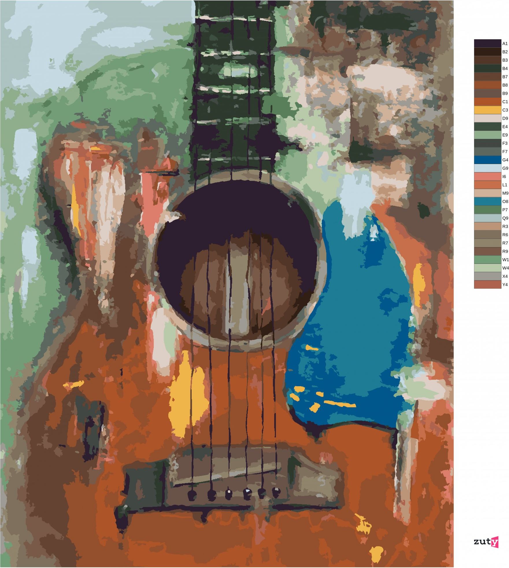 zuty Malování podle čísel - KYTARA - Rozměr: 40x50 cm, Rámování: Varianta: vypnuté plátno na rám - obrázek 5