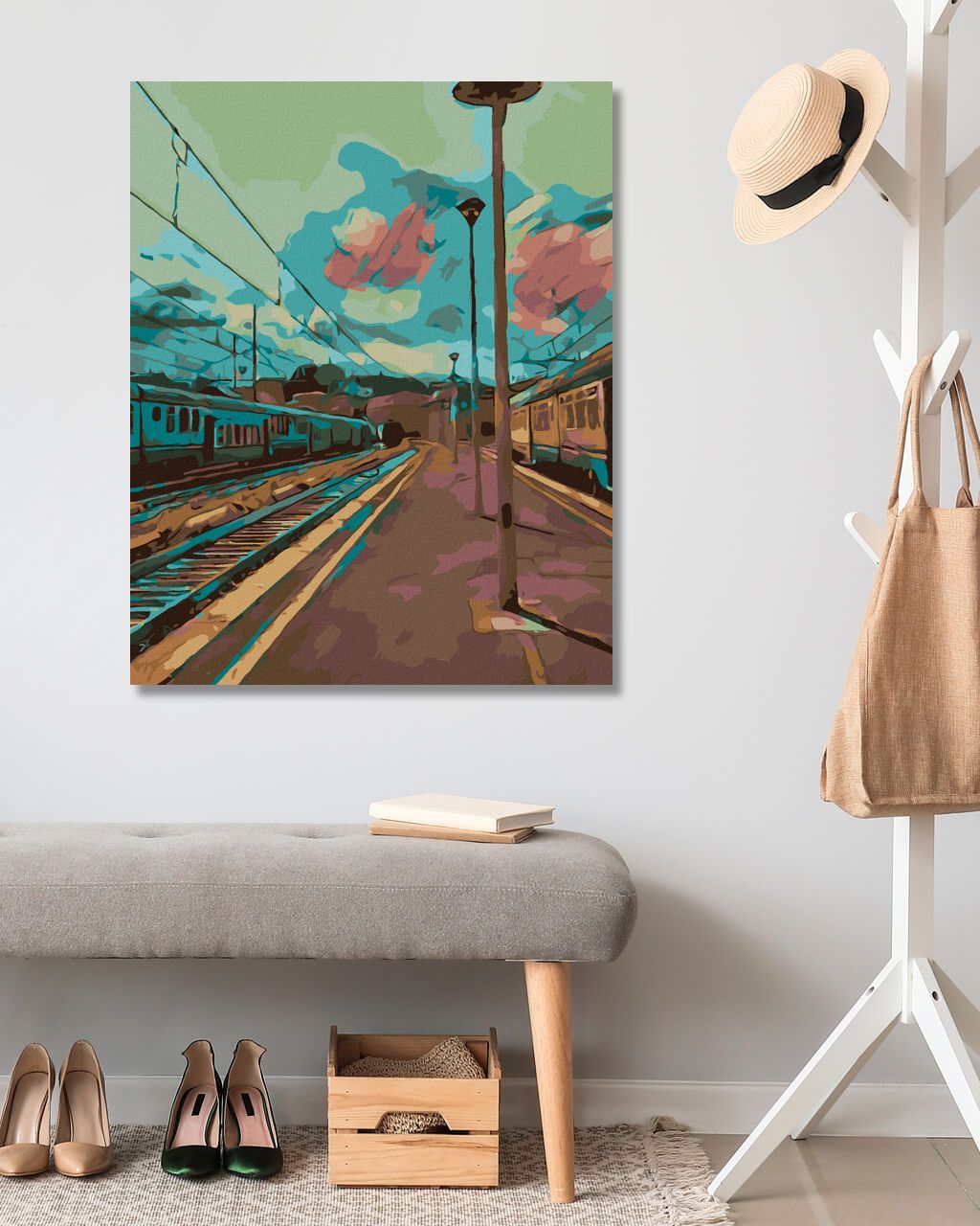 zuty Malování podle čísel - VLAKOVÉ NÁSTUPIŠTĚ - Rozměr: 40x50 cm, Rámování: Varianta: bez rámu a bez vypnutí plátna - obrázek 7
