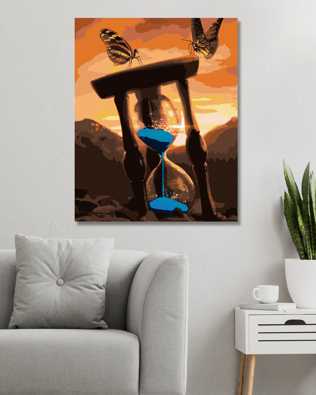 zuty Malování podle čísel - PŘESÝPACÍ HODINY A DVA MOTÝLCI - Rozměr: 40x50 cm, Rámování: Varianta: bez rámu a bez vypnutí plátna - obrázek 3