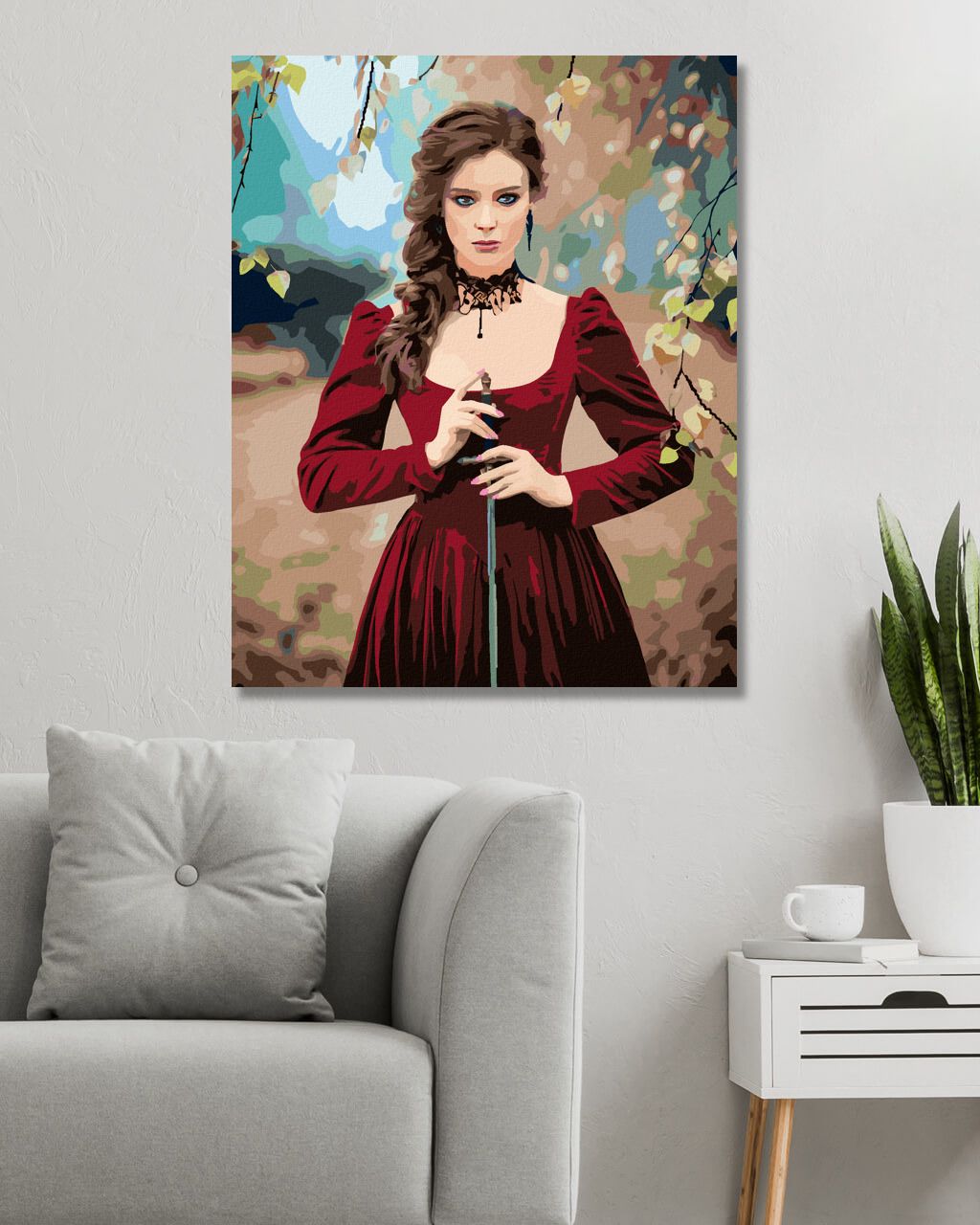 zuty Malování podle čísel - PORTRÉT GOTICKÁ DÍVKA V LESE - Rozměr: 40x50 cm, Rámování: Varianta: vypnuté plátno na rám - obrázek 2