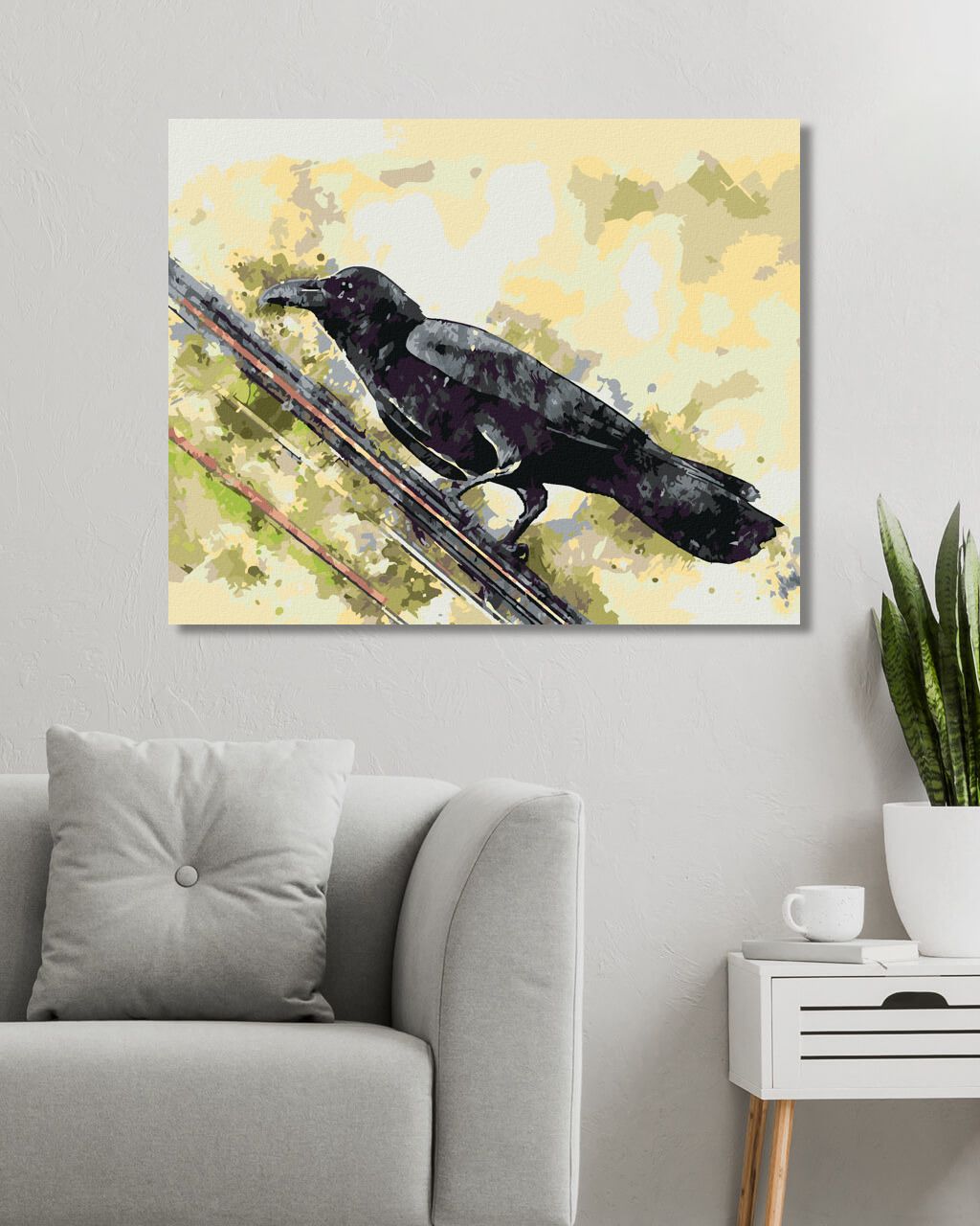 zuty Malování podle čísel - VRÁNA NA DRÁTĚ - Rozměr: 40x50 cm, Rámování: Varianta: vypnuté plátno na rám - obrázek 5