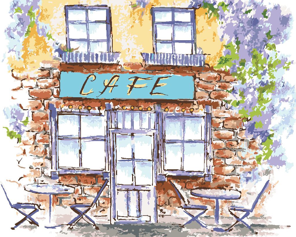 zuty Malování podle čísel - STARÁ KAVÁRNA V PROVENCE - Rozměr: 40x50 cm, Rámování: Varianta: bez rámu a bez vypnutí plátna - obrázek 4