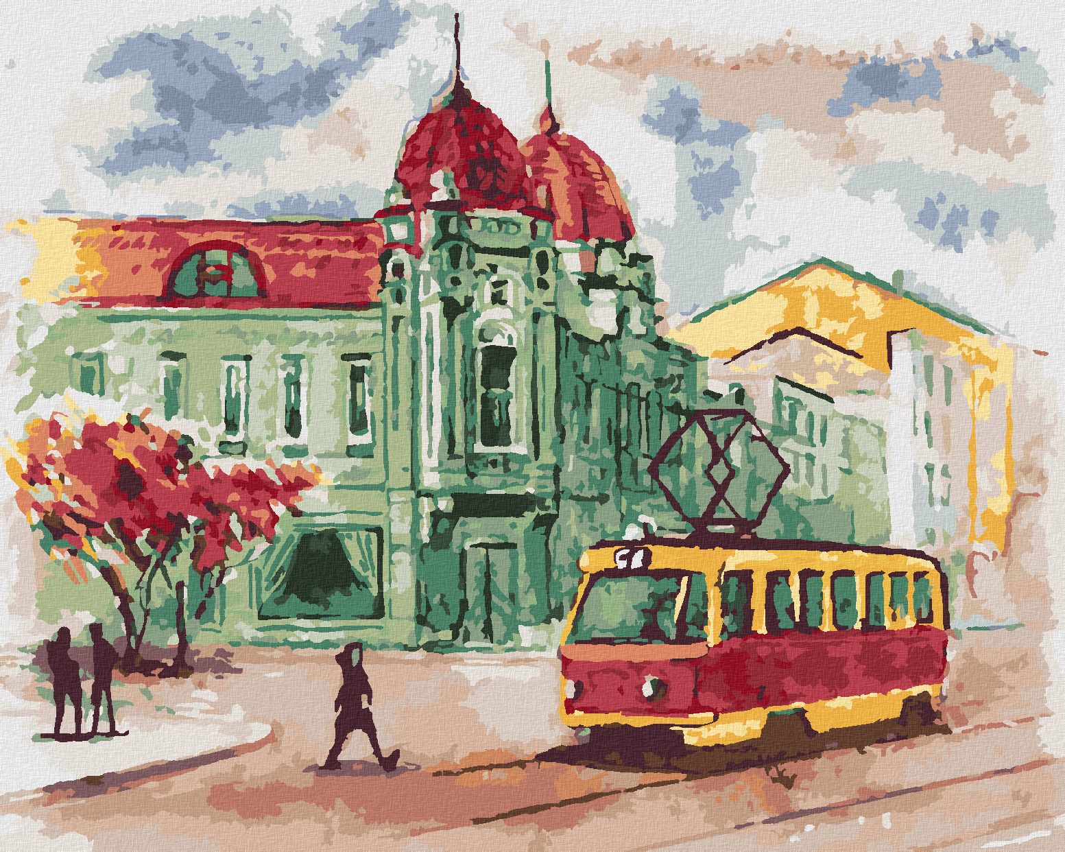 zuty Malování podle čísel - TRAMVAJ V PRAZE - Rozměr: 40x50 cm, Rámování: Varianta: vypnuté plátno na rám - obrázek 1