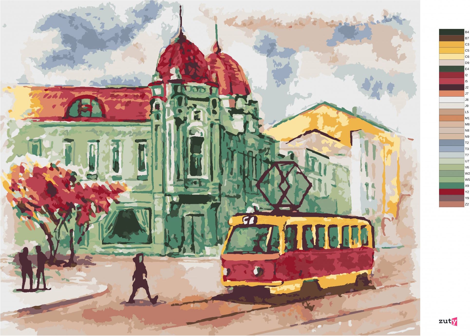 zuty Malování podle čísel - TRAMVAJ V PRAZE - Rozměr: 40x50 cm, Rámování: Varianta: vypnuté plátno na rám - obrázek 7