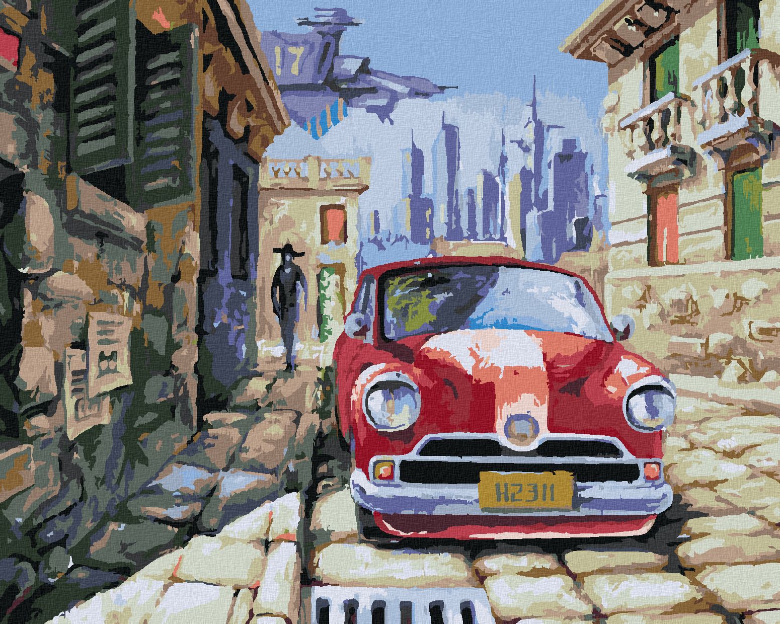 zuty Malování podle čísel - ČERVENÉ AUTO - Rozměr: 40x50 cm, Rámování: Varianta: vypnuté plátno na rám - obrázek 1