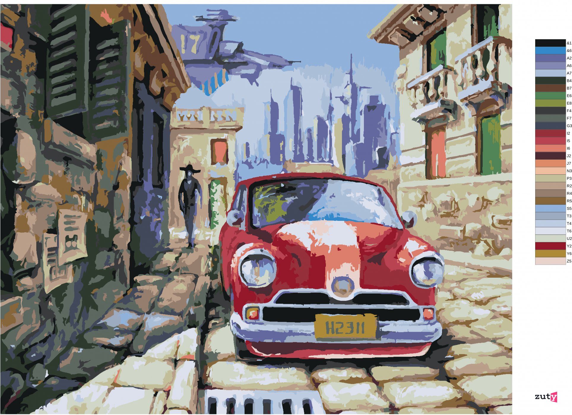 zuty Malování podle čísel - ČERVENÉ AUTO - Rozměr: 40x50 cm, Rámování: Varianta: vypnuté plátno na rám - obrázek 4
