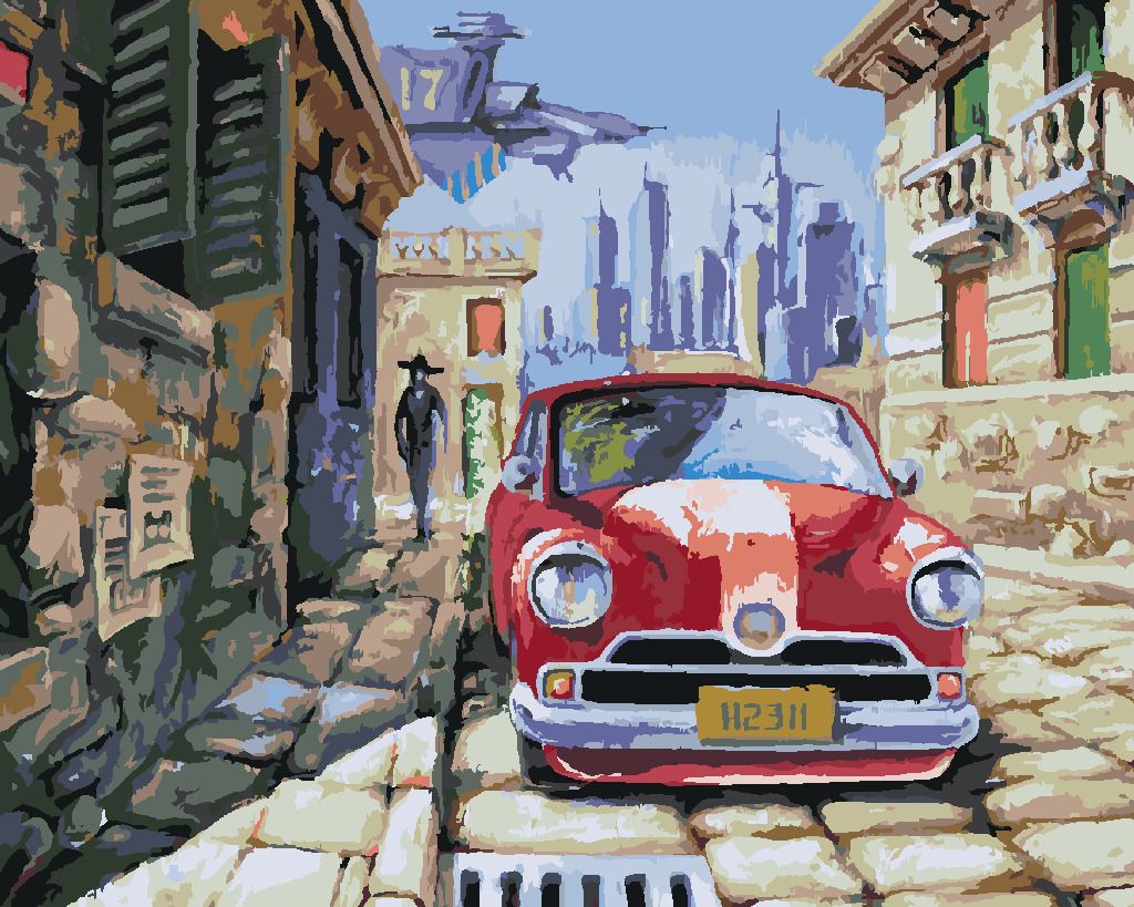 zuty Malování podle čísel - ČERVENÉ AUTO - Rozměr: 40x50 cm, Rámování: Varianta: vypnuté plátno na rám - obrázek 5
