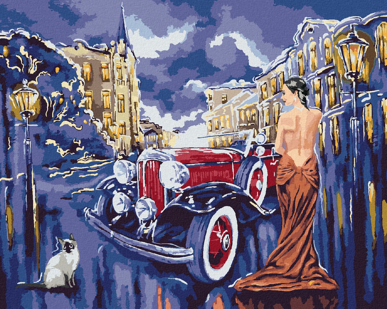 zuty Malování podle čísel - AUTO S DÍVKOU - Rozměr: 40x50 cm, Rámování: Varianta: bez rámu a bez vypnutí plátna - obrázek 1