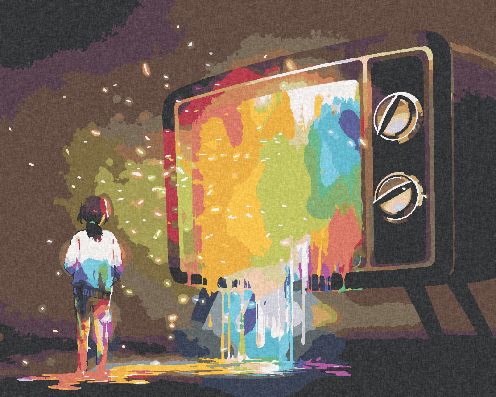 zuty Malování podle čísel - BAREVNÉ SVĚTLO Z TELEVIZE - Rozměr: 40x50 cm, Rámování: Varianta: vypnuté plátno na rám - obrázek 1