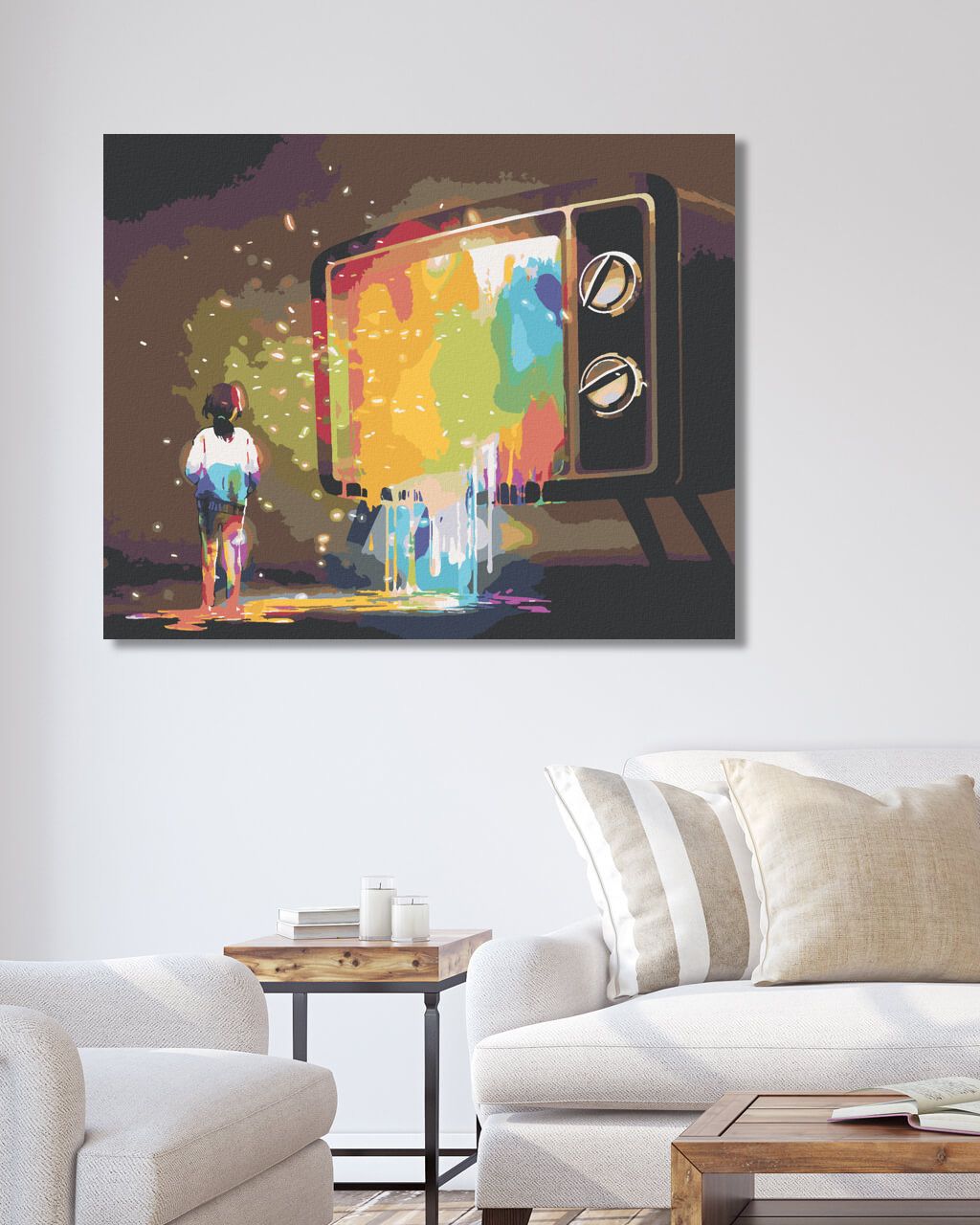 zuty Malování podle čísel - BAREVNÉ SVĚTLO Z TELEVIZE - Rozměr: 40x50 cm, Rámování: Varianta: vypnuté plátno na rám - obrázek 7