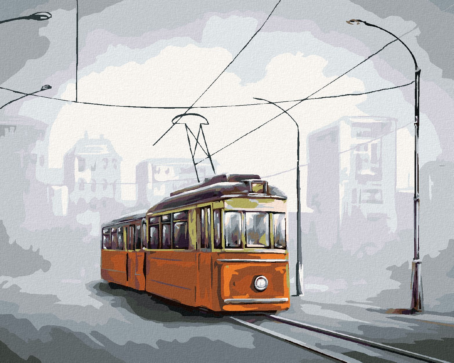 zuty Malování podle čísel - TRAMVAJ - Rozměr: 40x50 cm, Rámování: Varianta: bez rámu a bez vypnutí plátna - obrázek 1