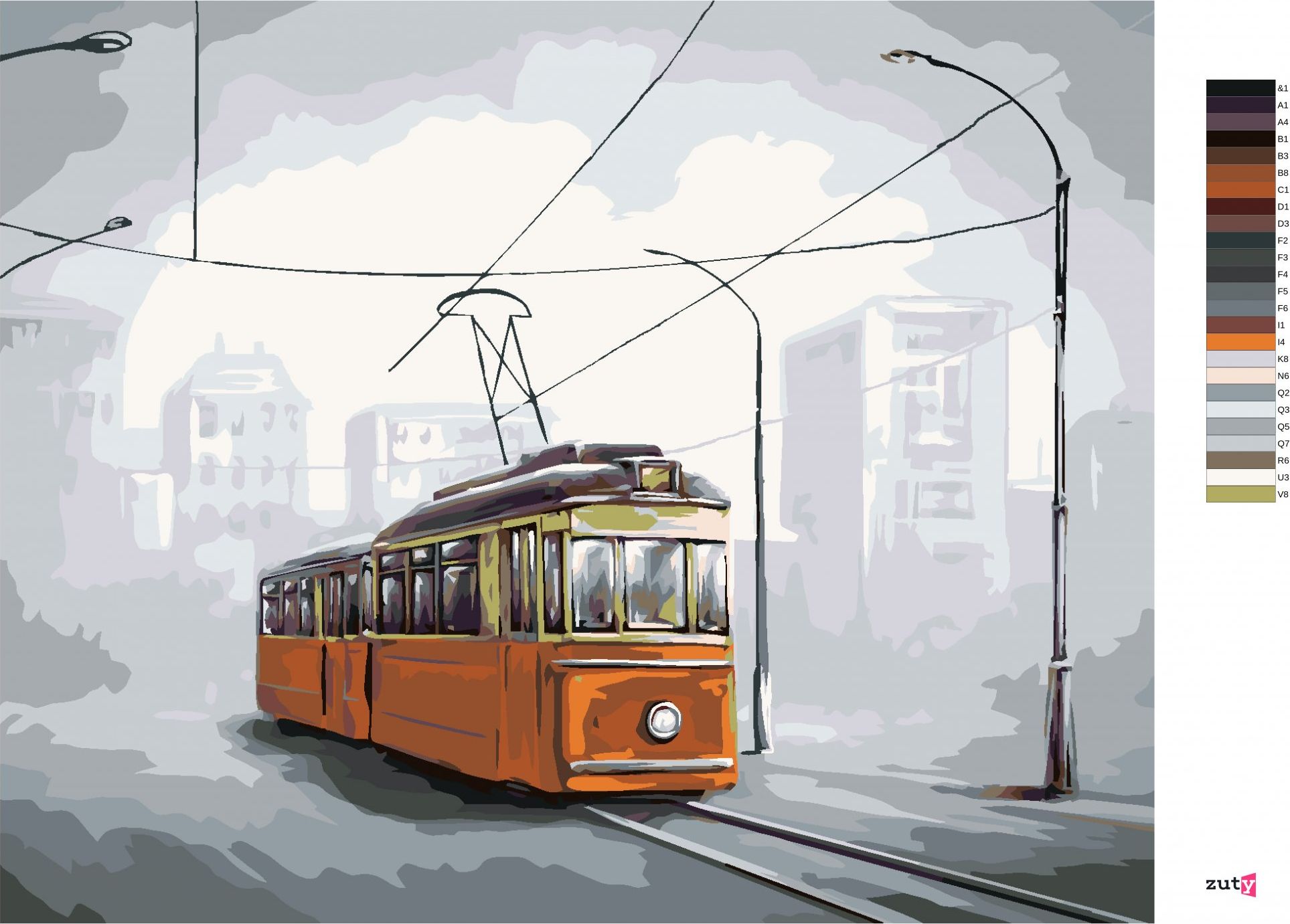 zuty Malování podle čísel - TRAMVAJ - Rozměr: 40x50 cm, Rámování: Varianta: bez rámu a bez vypnutí plátna - obrázek 9