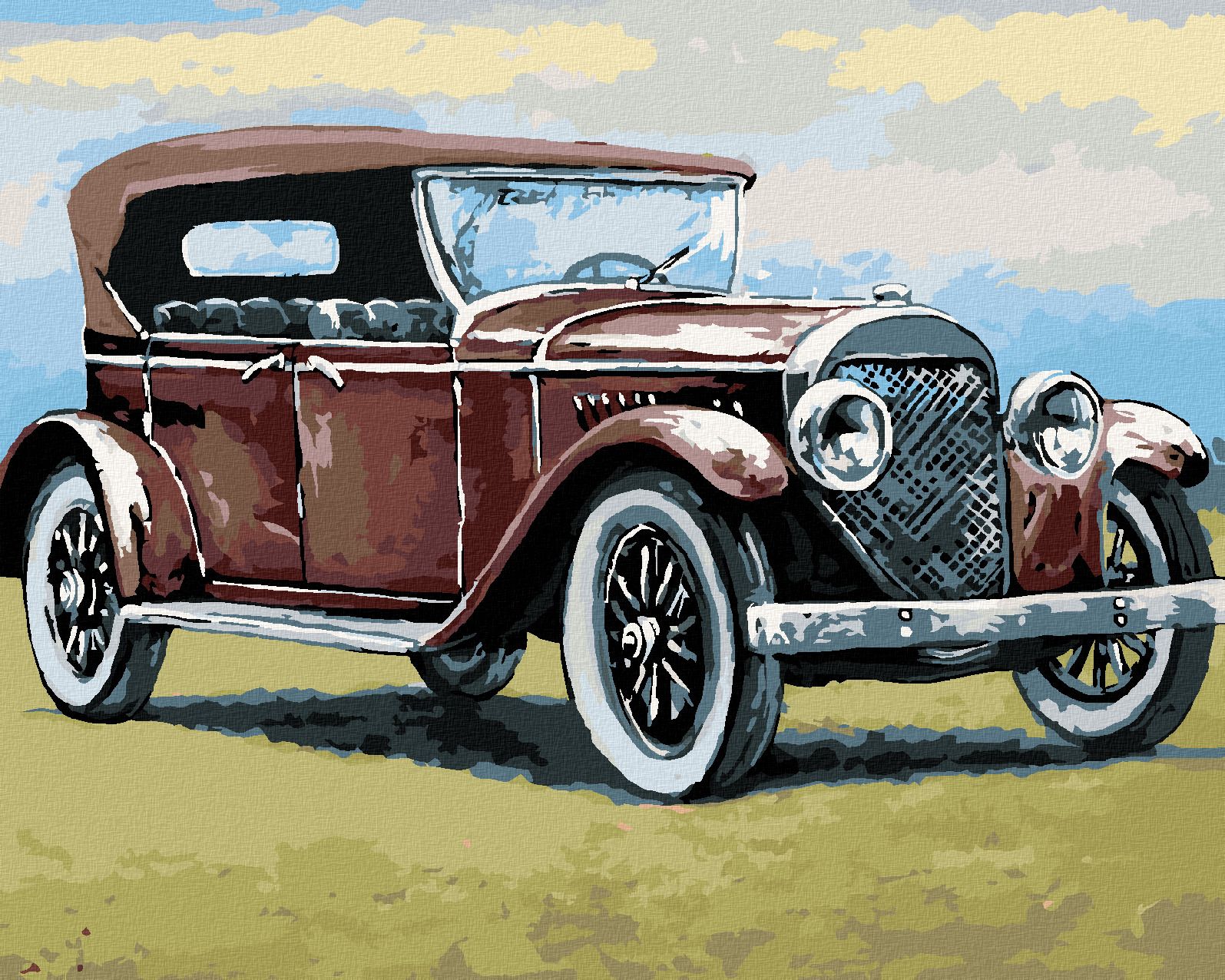 zuty Malování podle čísel - RETRO AUTO - Rozměr: 40x50 cm, Rámování: Varianta: vypnuté plátno na rám - obrázek 1