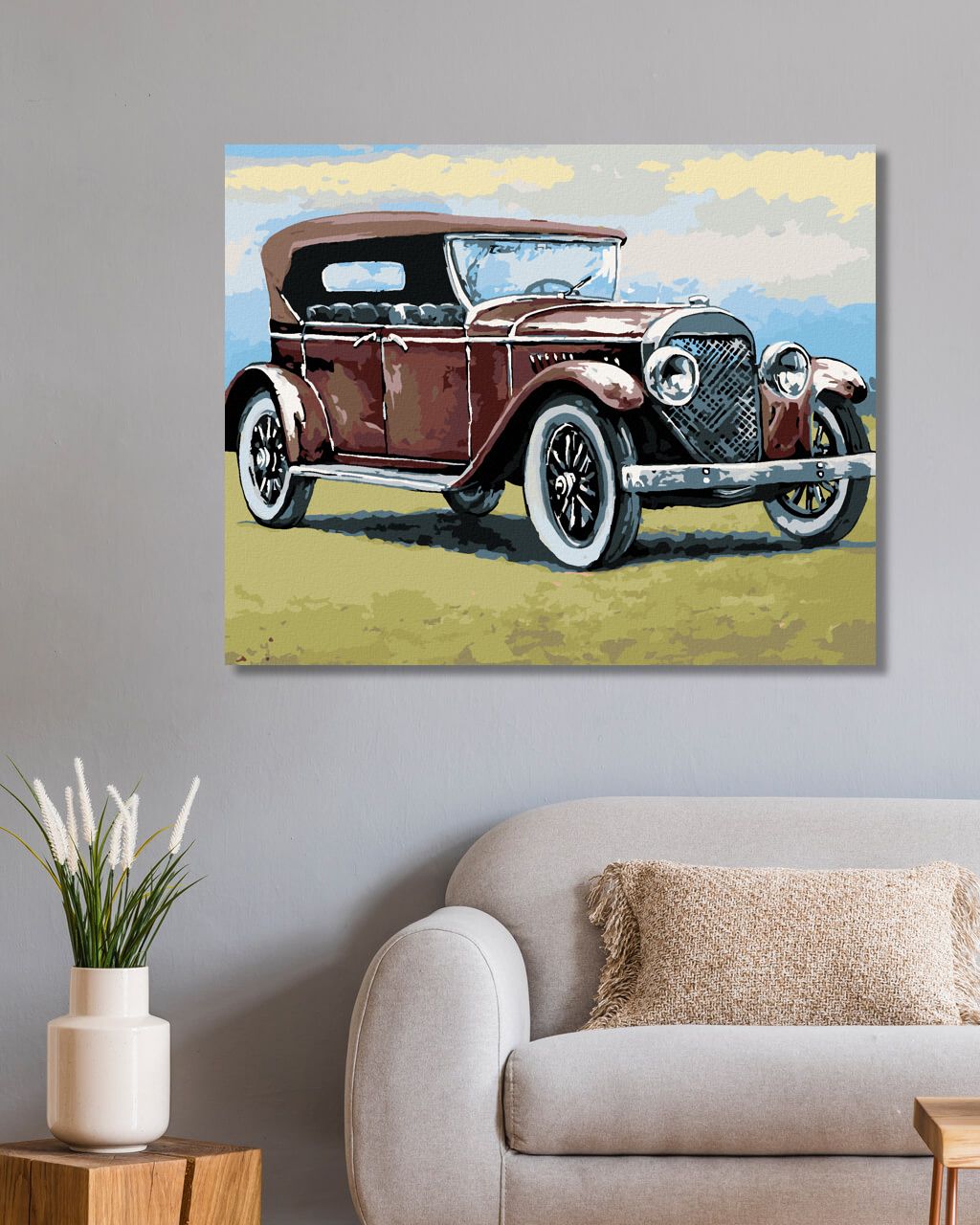 zuty Malování podle čísel - RETRO AUTO - Rozměr: 40x50 cm, Rámování: Varianta: vypnuté plátno na rám - obrázek 2