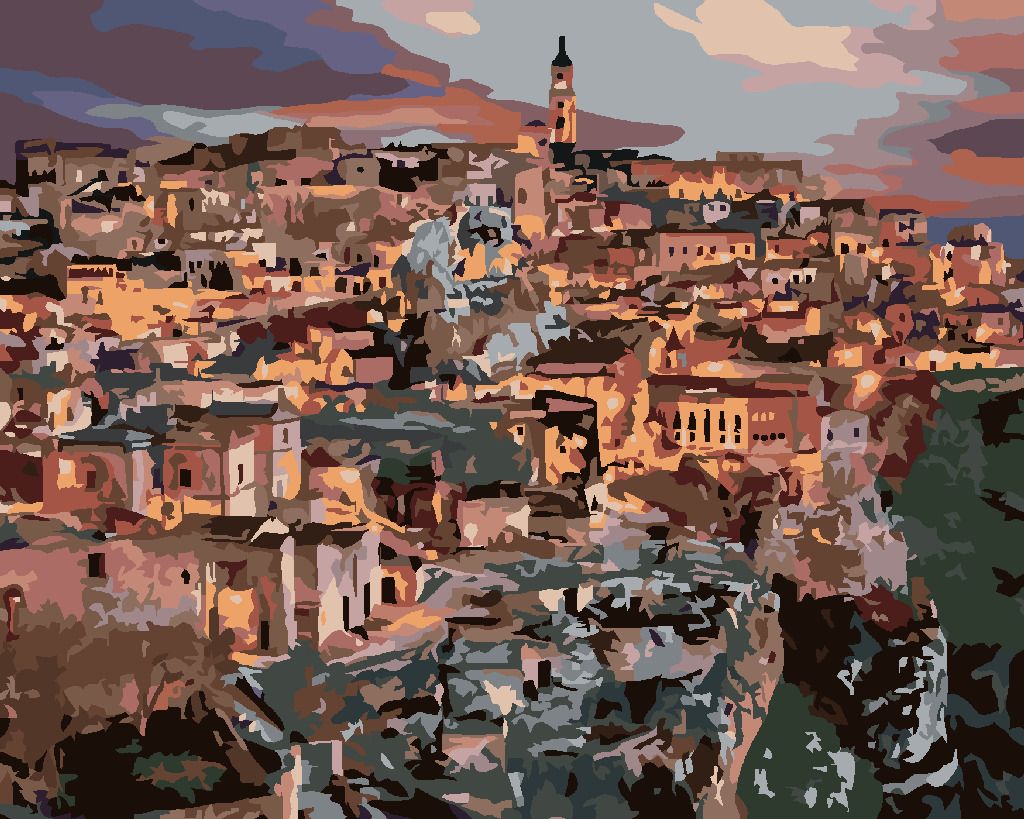 zuty Malování podle čísel - MĚSTO MATERA - Rozměr: 40x50 cm, Rámování: Varianta: bez rámu a bez vypnutí plátna - obrázek 5