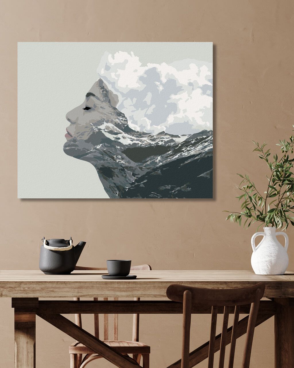 zuty Malování podle čísel - ŽENA S DVOJITOU EXPOZICÍ - Rozměr: 40x50 cm, Rámování: Varianta: vypnuté plátno na rám - obrázek 4
