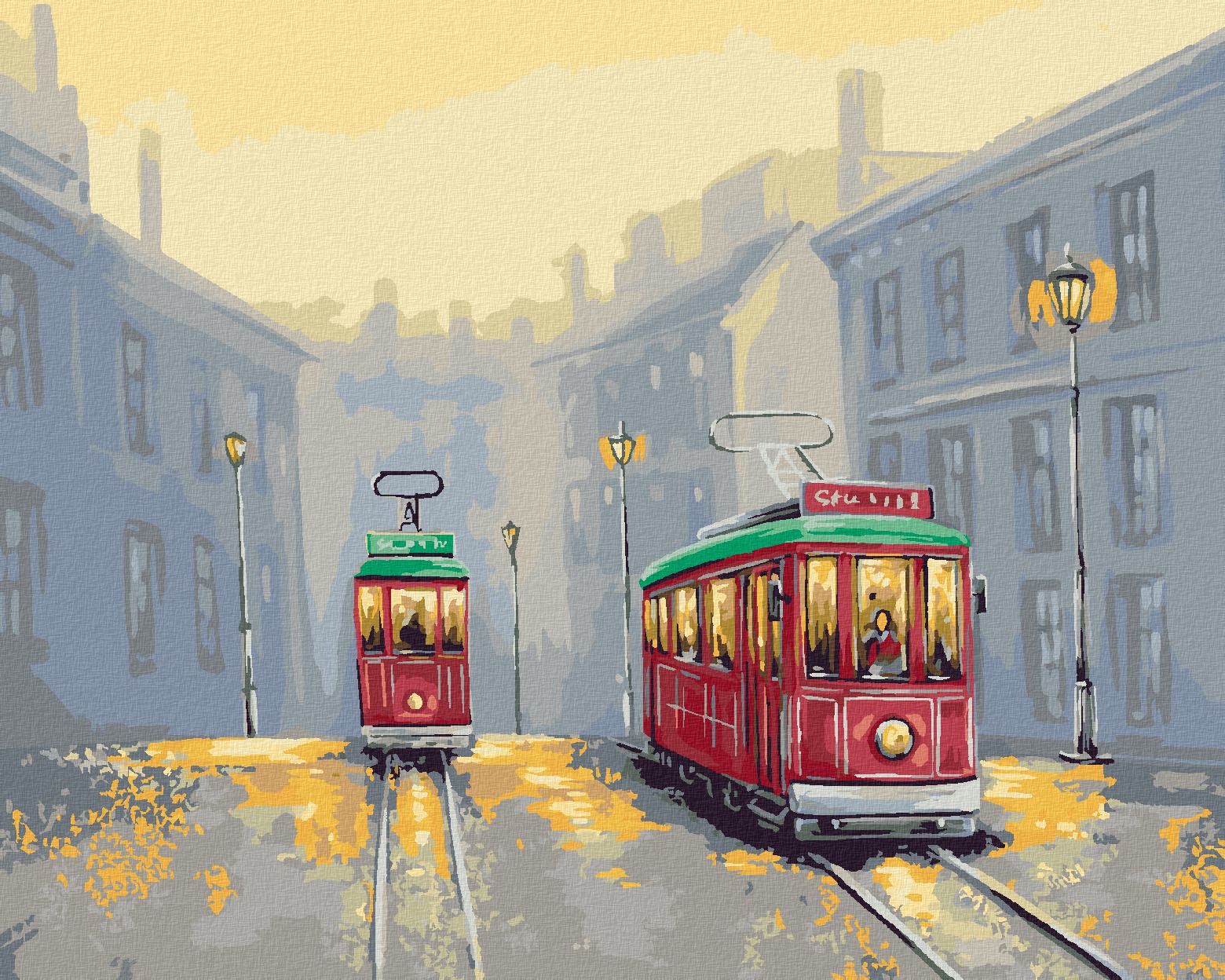 zuty Malování podle čísel - STARÉ TRAMVAJE - Rozměr: 40x50 cm, Rámování: Varianta: bez rámu a bez vypnutí plátna - obrázek 1