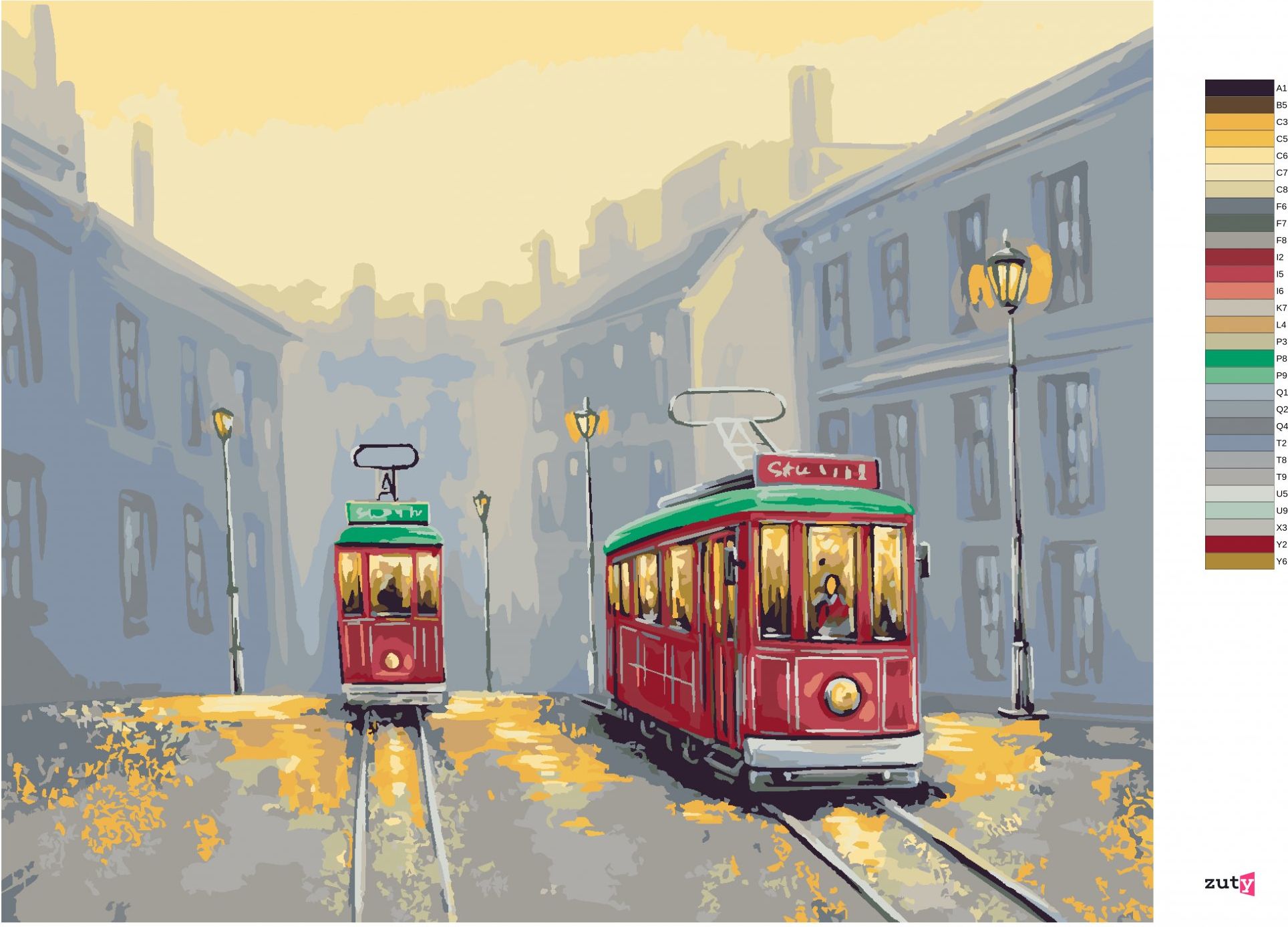 zuty Malování podle čísel - STARÉ TRAMVAJE - Rozměr: 40x50 cm, Rámování: Varianta: bez rámu a bez vypnutí plátna - obrázek 10